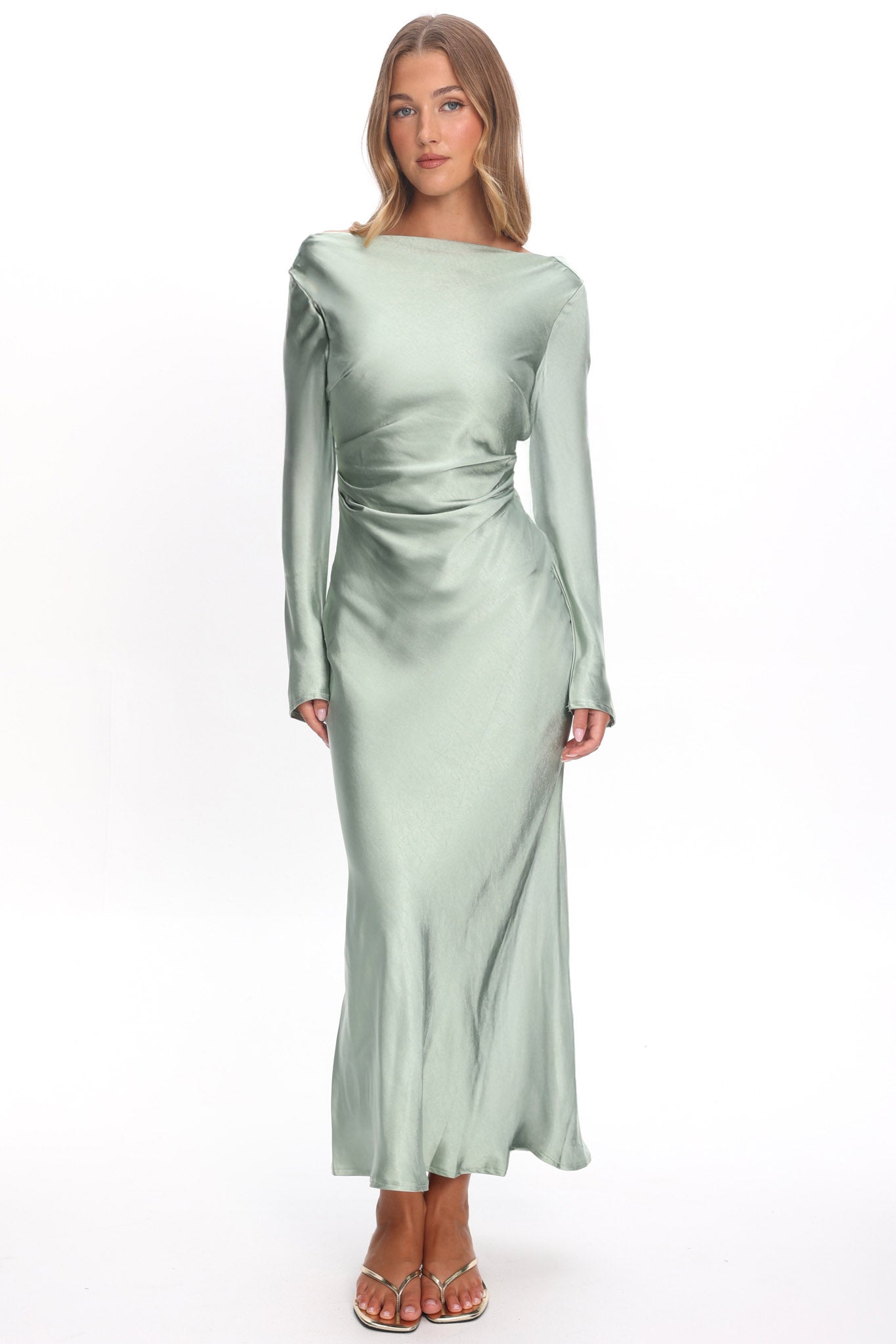 Loveland Cowl Back Midi Dress Sage by Selfie Leslie Australia