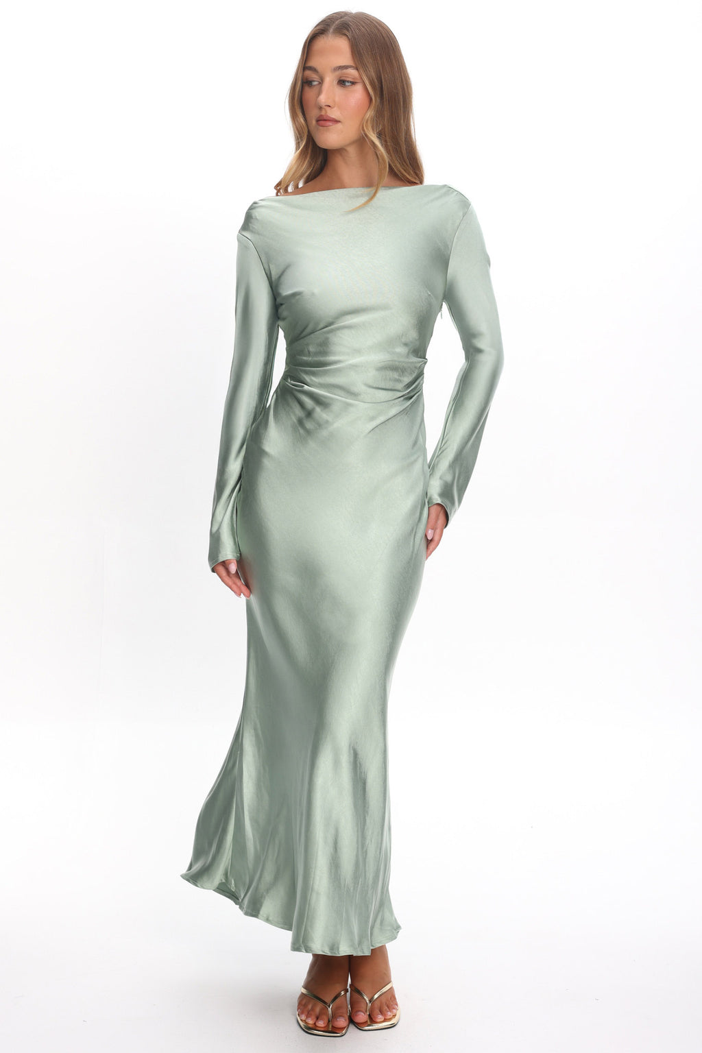 Loveland Cowl Back Midi Dress Sage by Selfie Leslie Australia