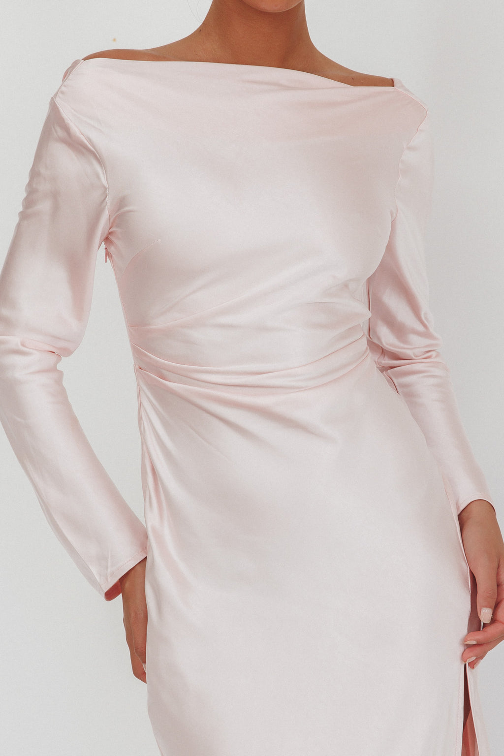 Loveland Long Sleeve Cowl Back Maxi Dress Pink by Selfie Leslie Australia