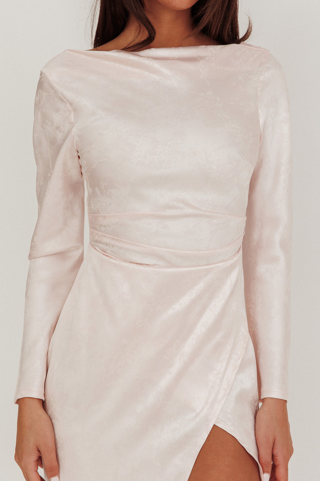 Loveland Long Sleeve Cowl Back Maxi Dress Blush by Selfie Leslie Australia