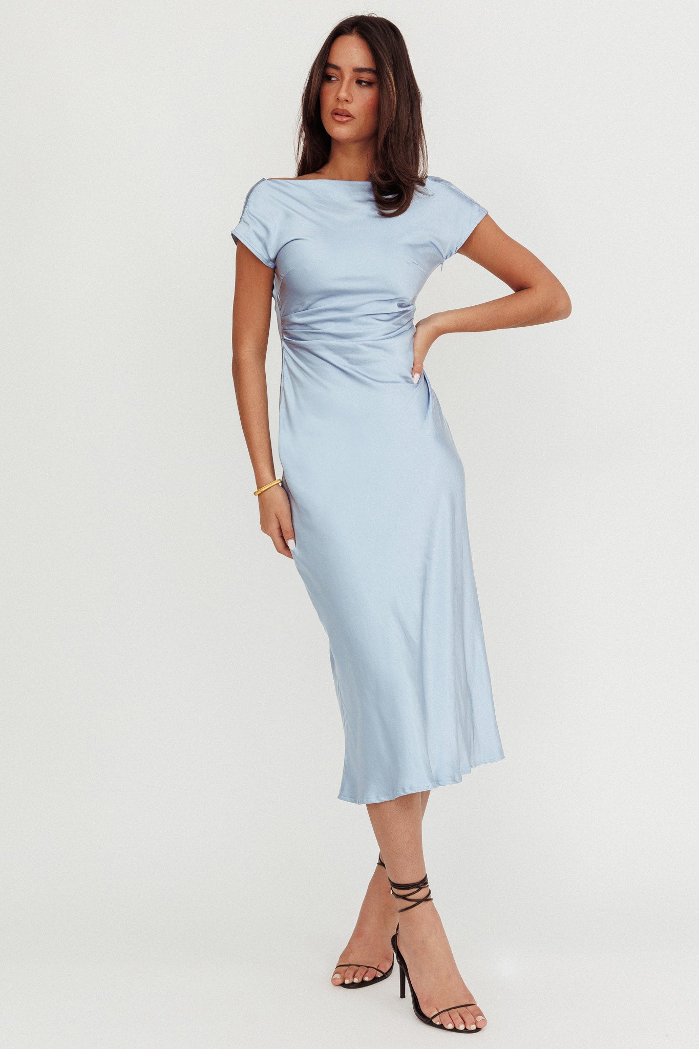 Loveland Cap Sleeve Cowl Back Midi Dress Baby Blue by Selfie Leslie Australia