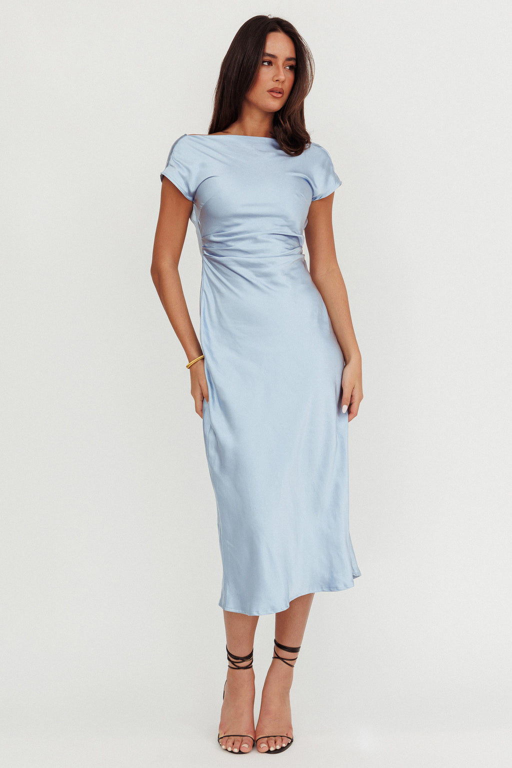 Loveland Cap Sleeve Cowl Back Midi Dress Baby Blue by Selfie Leslie Australia