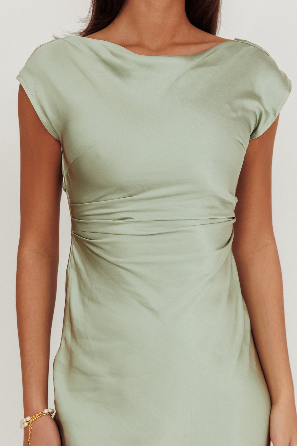 Loveland Cap Sleeve Cowl Back Midi Dress Sage by Selfie Leslie Australia