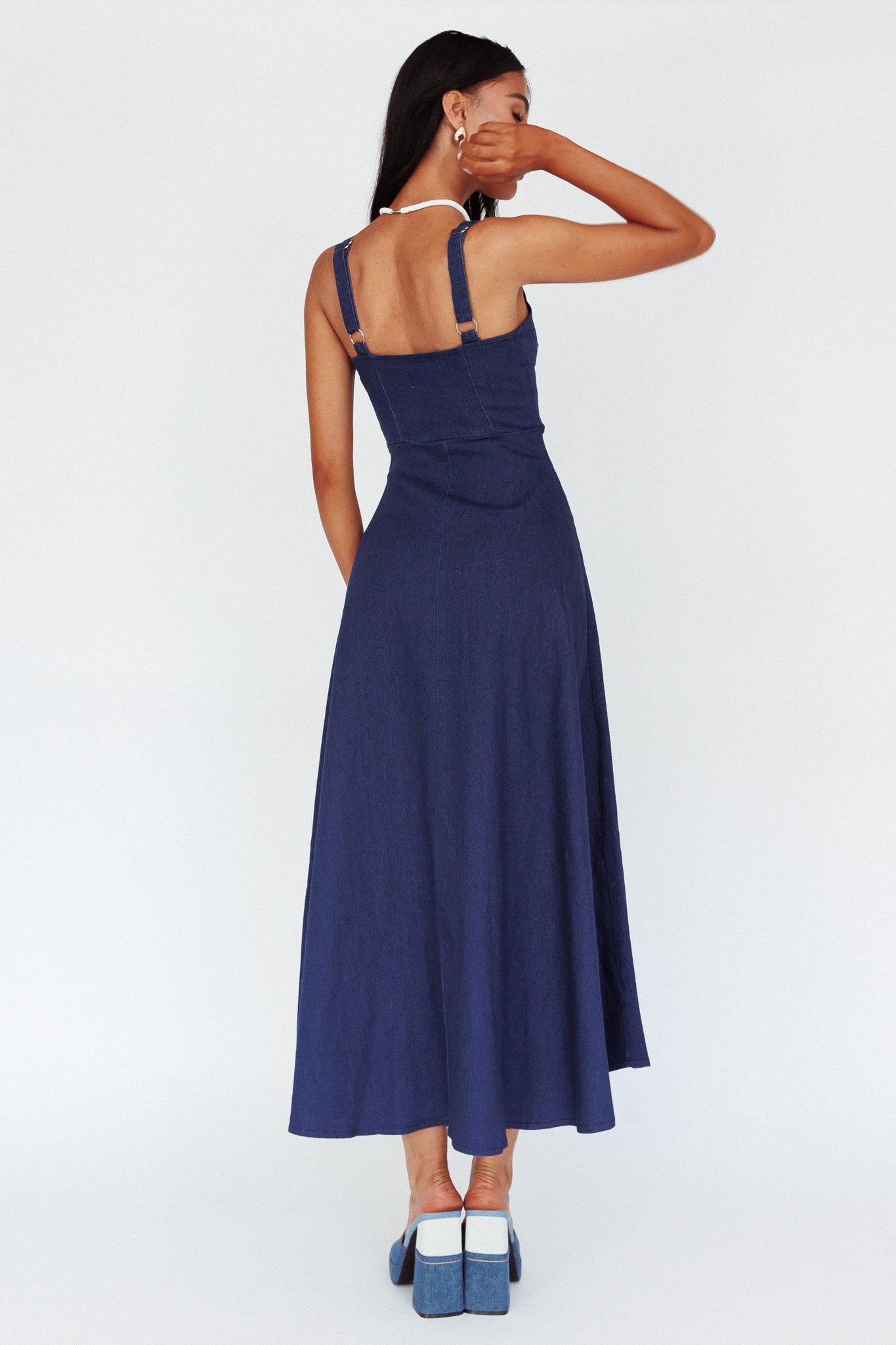 Sweet Pea Tied Bust Maxi Dress Indigo by Selfie Leslie Australia