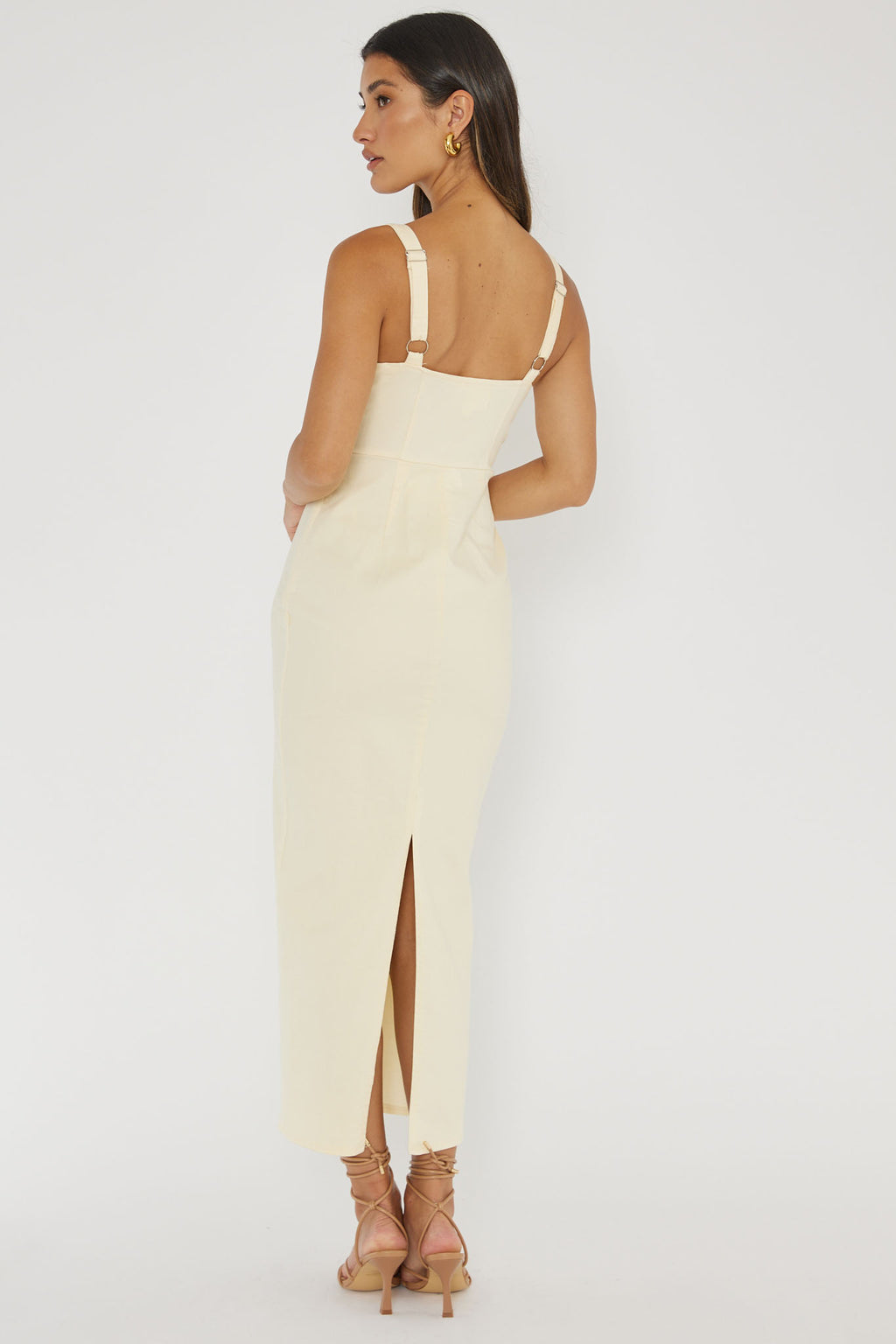 Sweet Pea Tied Bust Midi Dress Butter by Selfie Leslie Australia