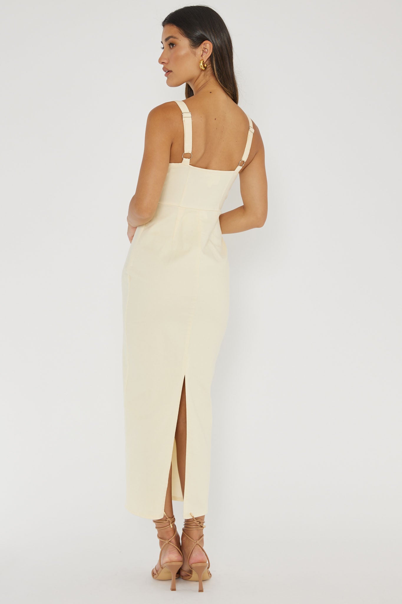 Sweet Pea Tied Bust Midi Dress Butter by Selfie Leslie Australia