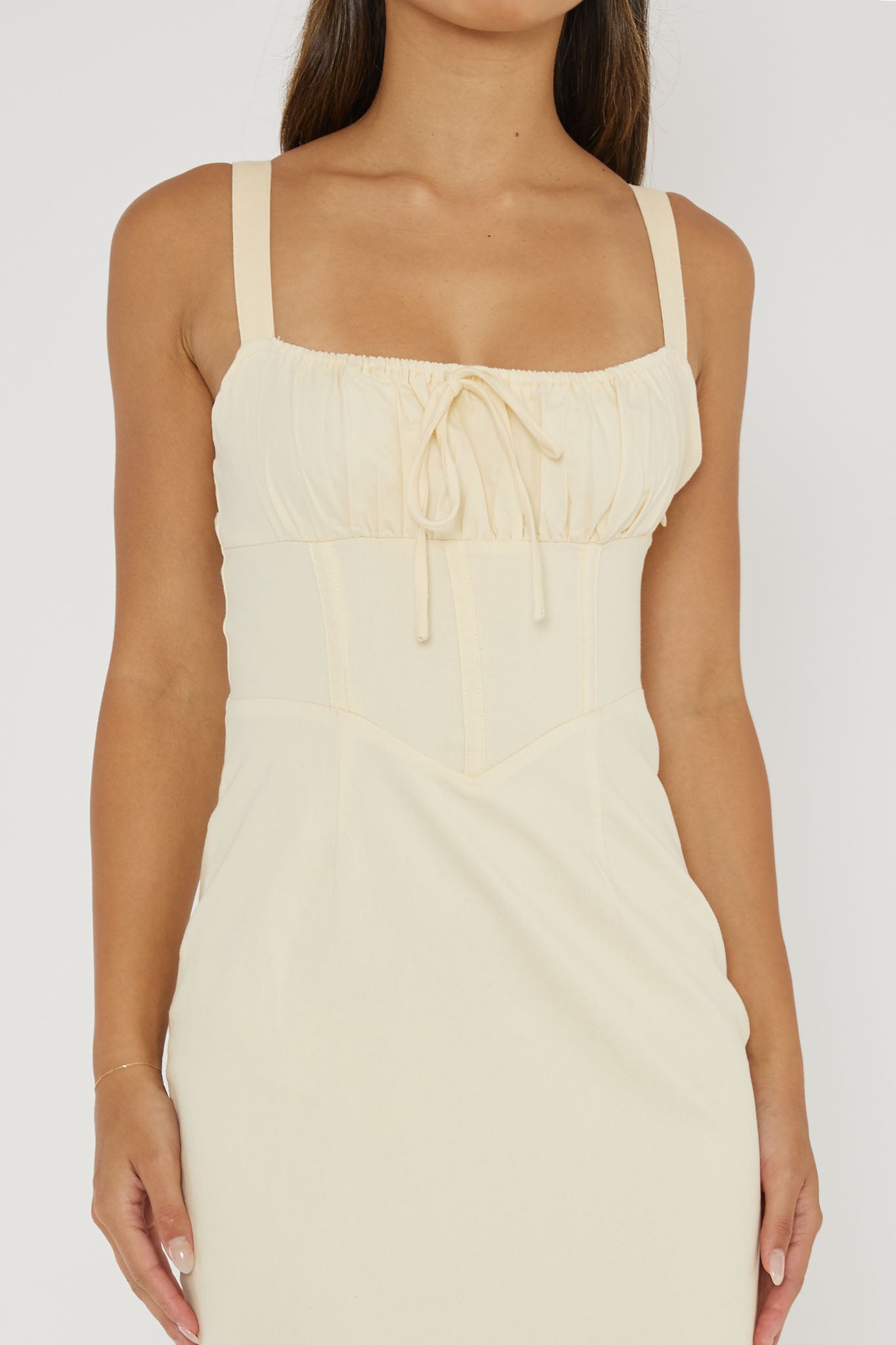 Shop the Sweet Pea Tied Bust Midi Dress Butter