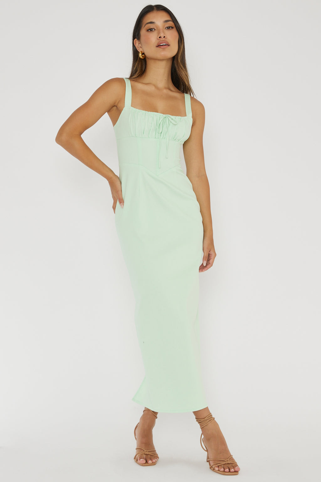 Sweet Pea Tied Bust Midi Dress Mint by Selfie Leslie Australia