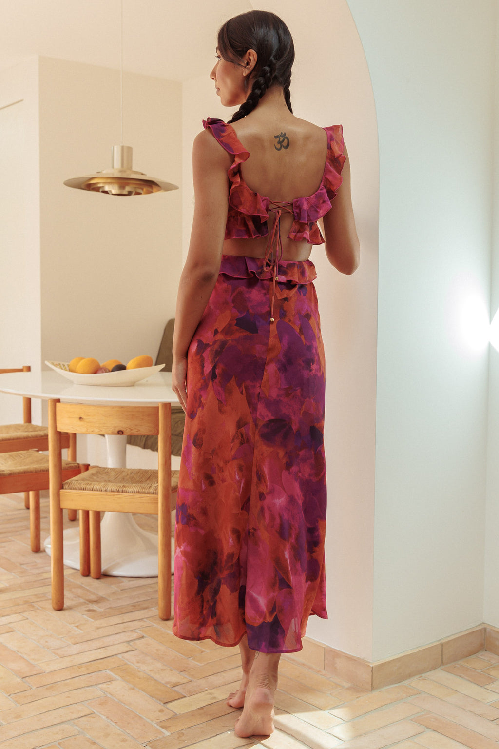 Second Chances Ruffle Trim Maxi Dress Flowers Purple by Selfie Leslie Australia