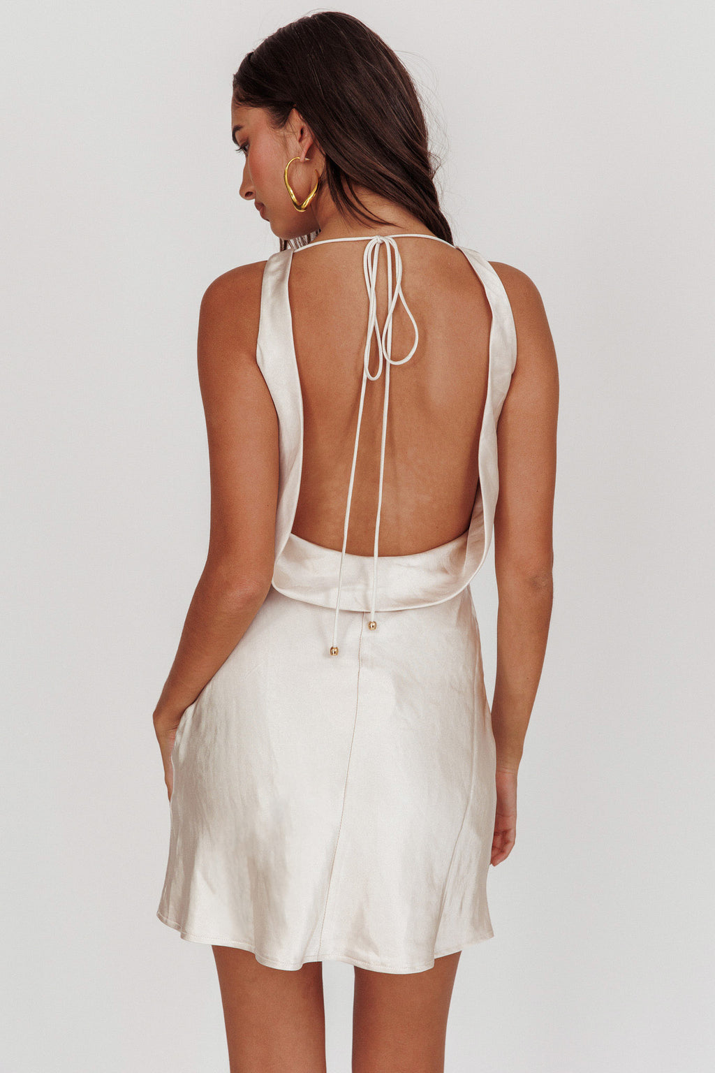 Cassiopeia Open Back Mini Dress Champagne by Selfie Leslie Australia