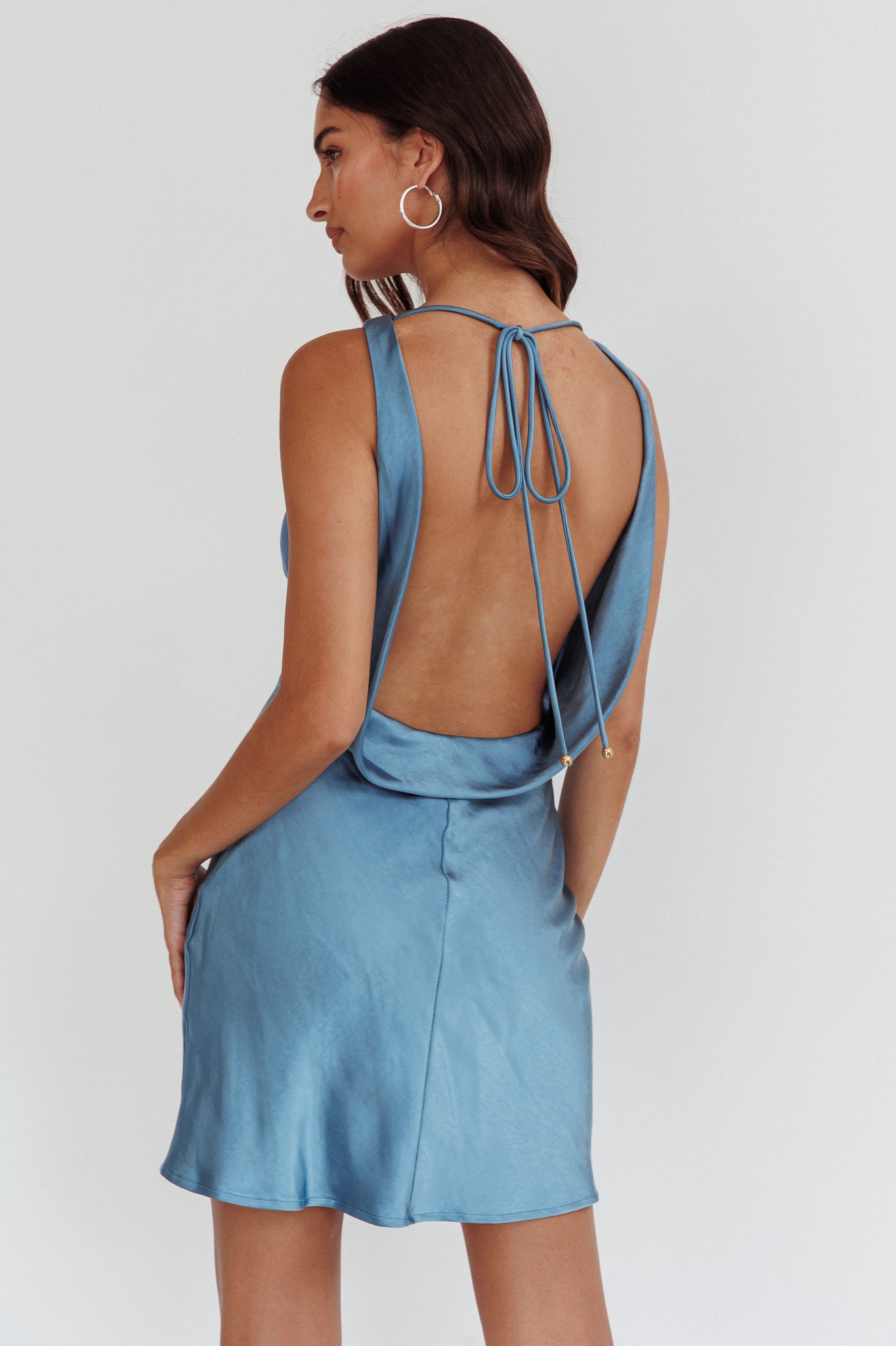 Cassiopeia Open Back Mini Dress Ocean by Selfie Leslie Australia