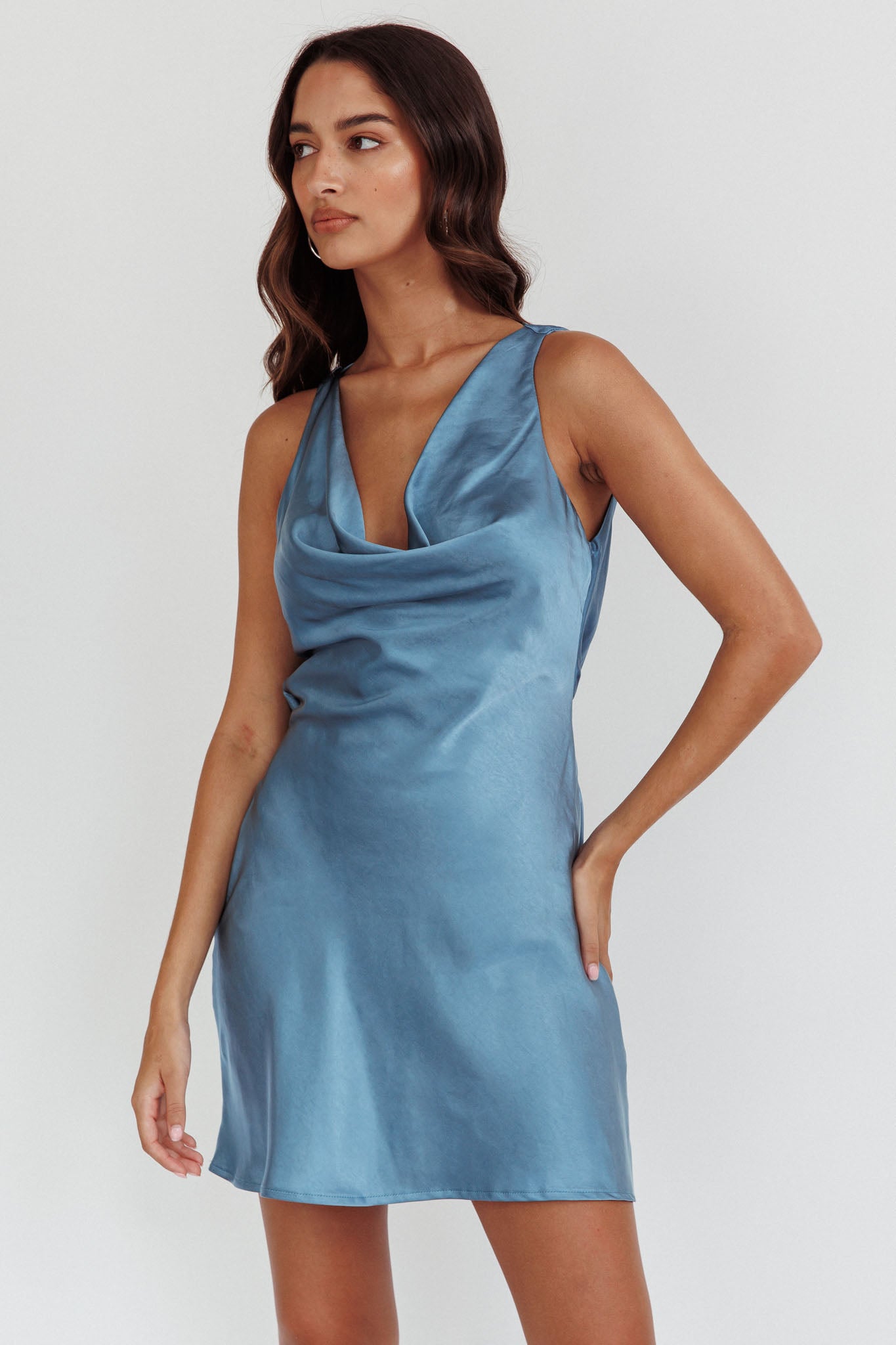 Cassiopeia Open Back Mini Dress Ocean by Selfie Leslie Australia