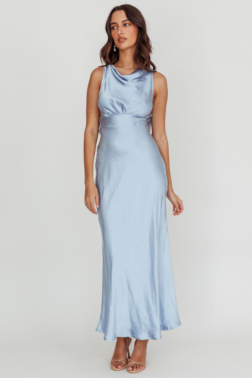 Isabella Satin Backless Maxi Dress Ocean by Selfie Leslie Australia