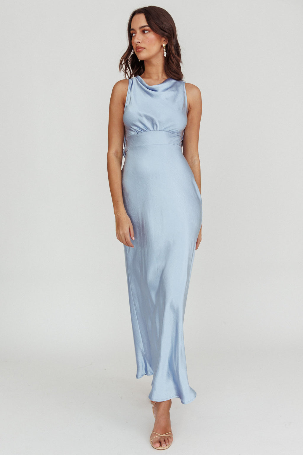 Isabella Satin Backless Maxi Dress Ocean by Selfie Leslie Australia