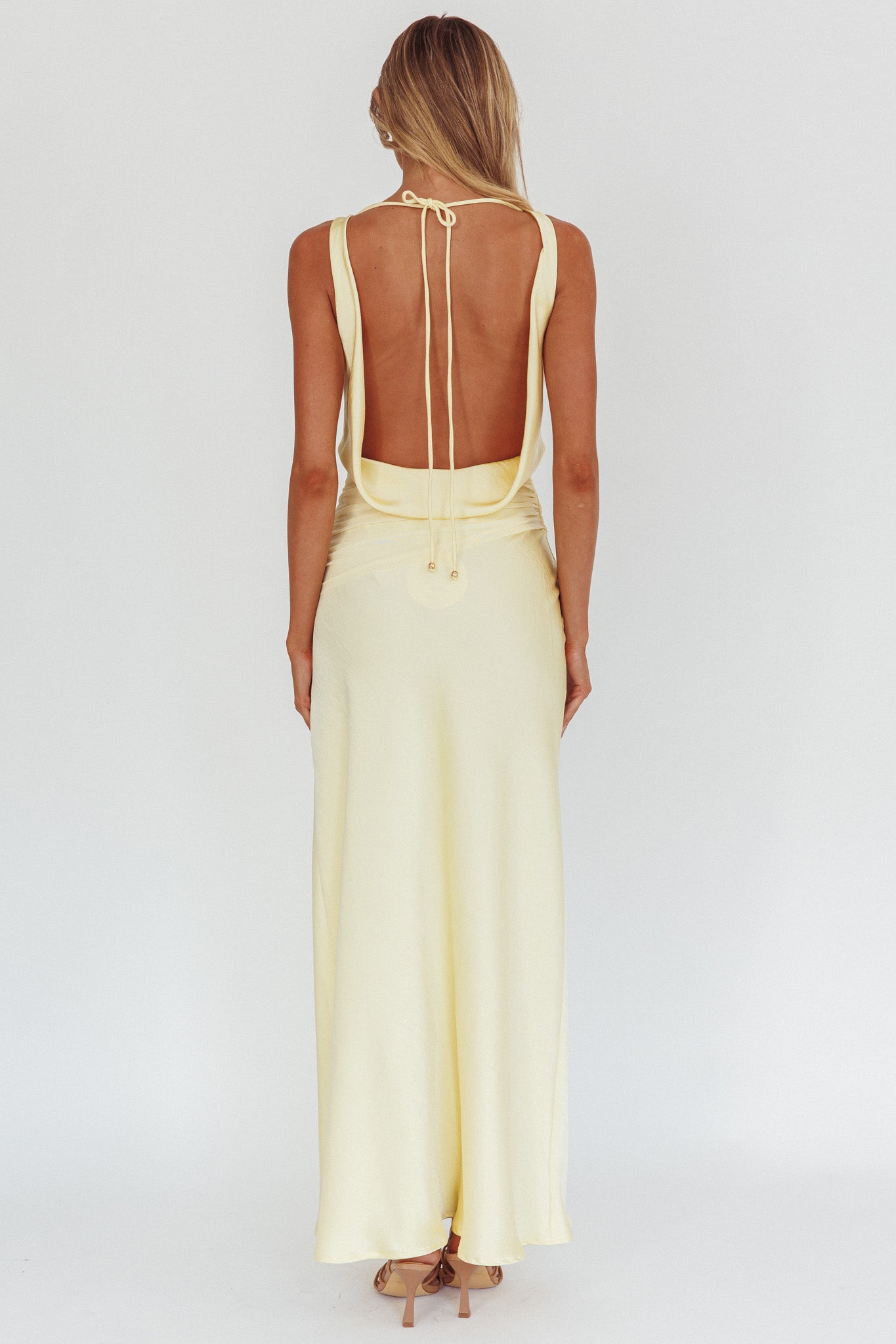 Isabella Open Cowl Back Maxi Dress Butter by Selfie Leslie Australia