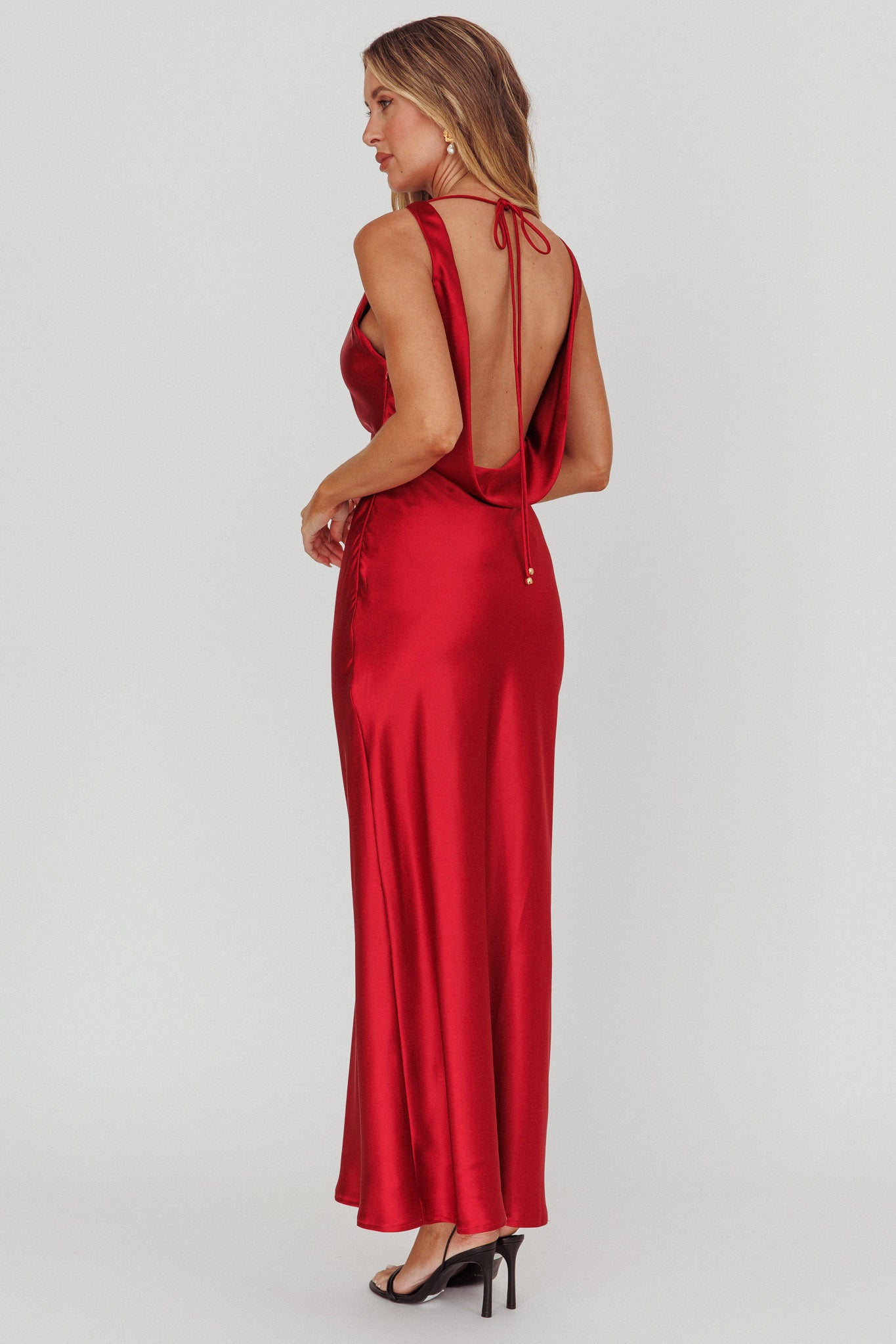 Isabella Satin Backless Maxi Dress Wine | Selfie Leslie Australia Isabella Satin Backless Maxi Dress Wine | Selfie Leslie Australia