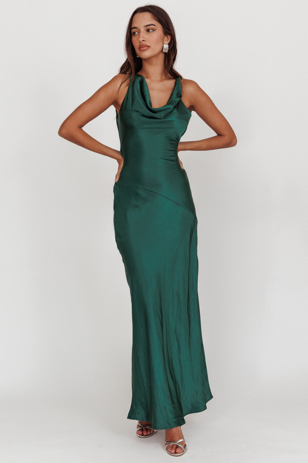 Cassiopeia Open Back Maxi Dress Forest Green by Selfie Leslie Australia