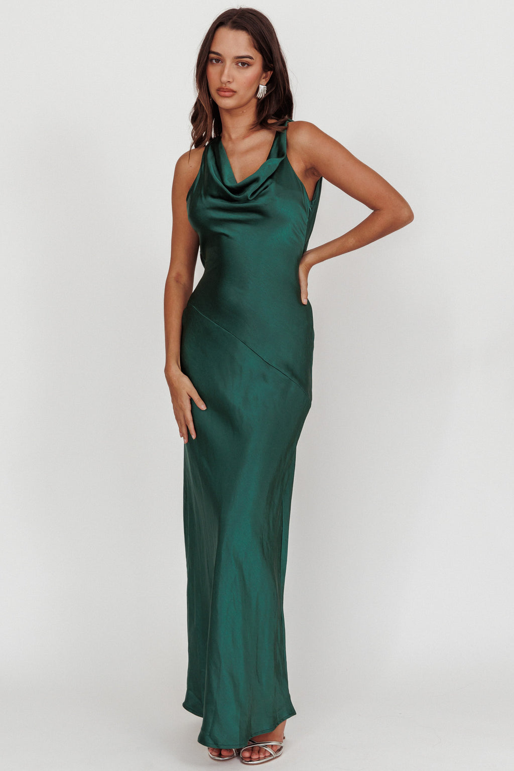 Cassiopeia Open Back Maxi Dress Forest Green by Selfie Leslie Australia