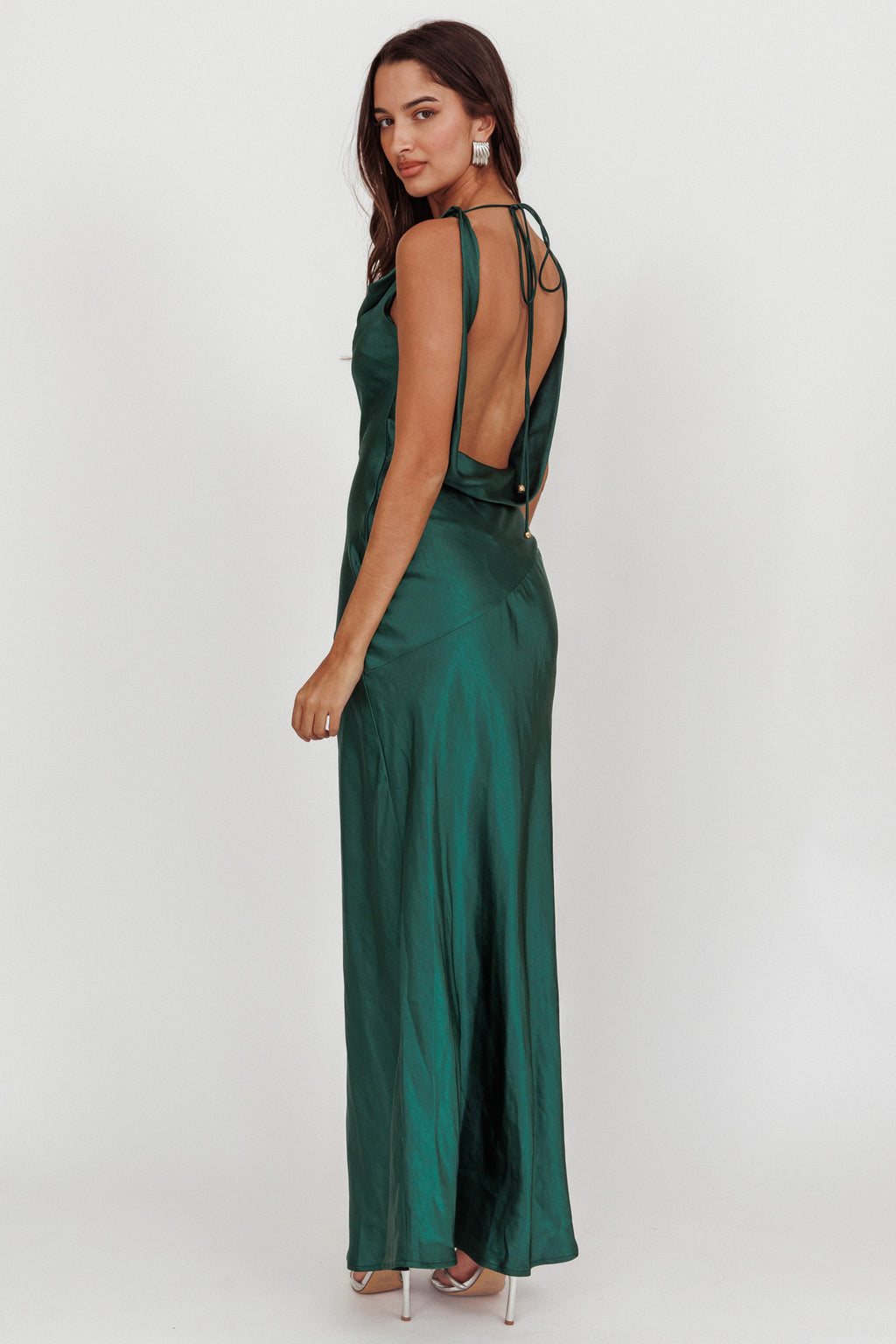 Cassiopeia Open Back Maxi Dress Forest Green by Selfie Leslie Australia