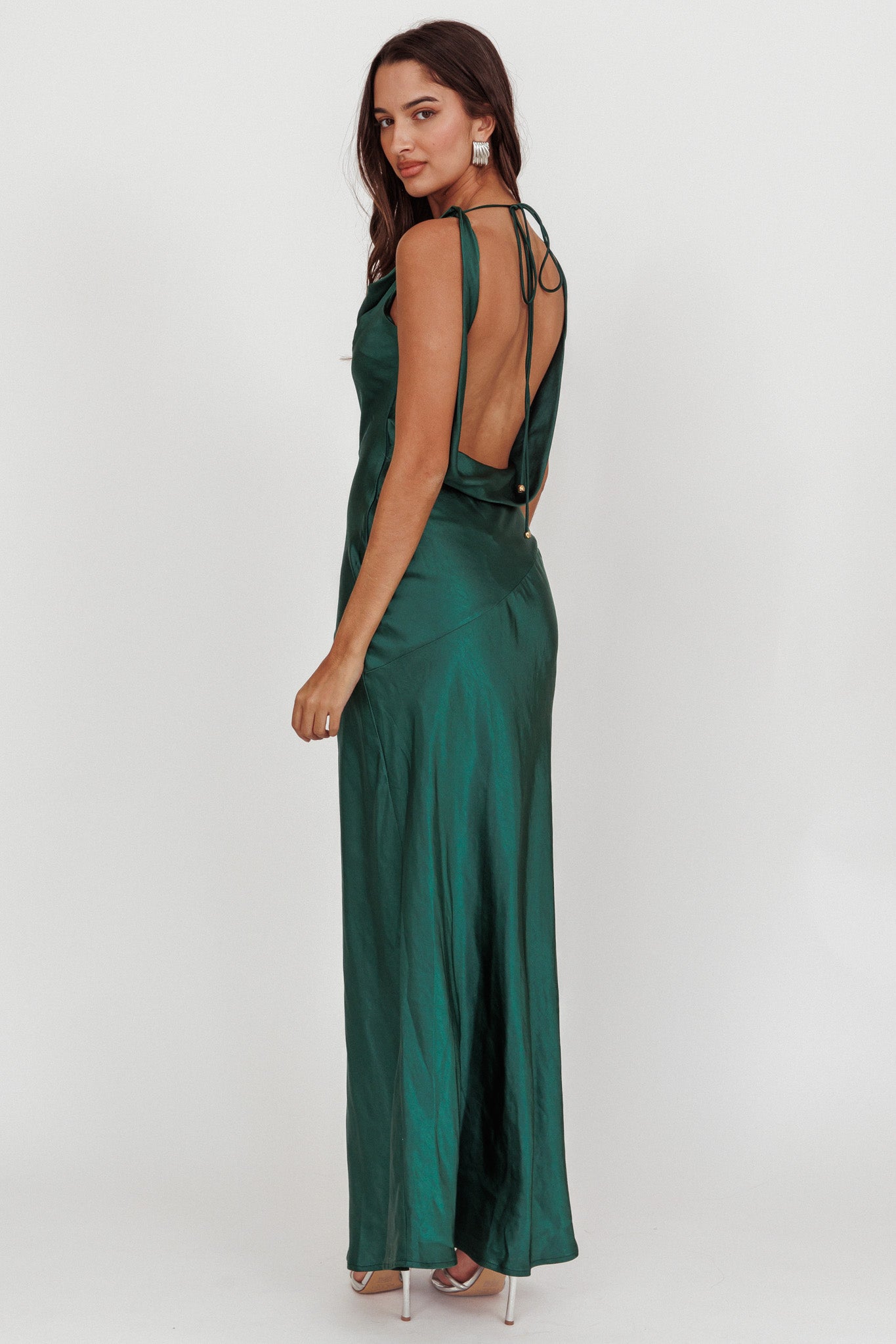 fitted lace wedding dress Cassiopeia Open Back Maxi Dress Forest Green– Selfie Leslie Australia