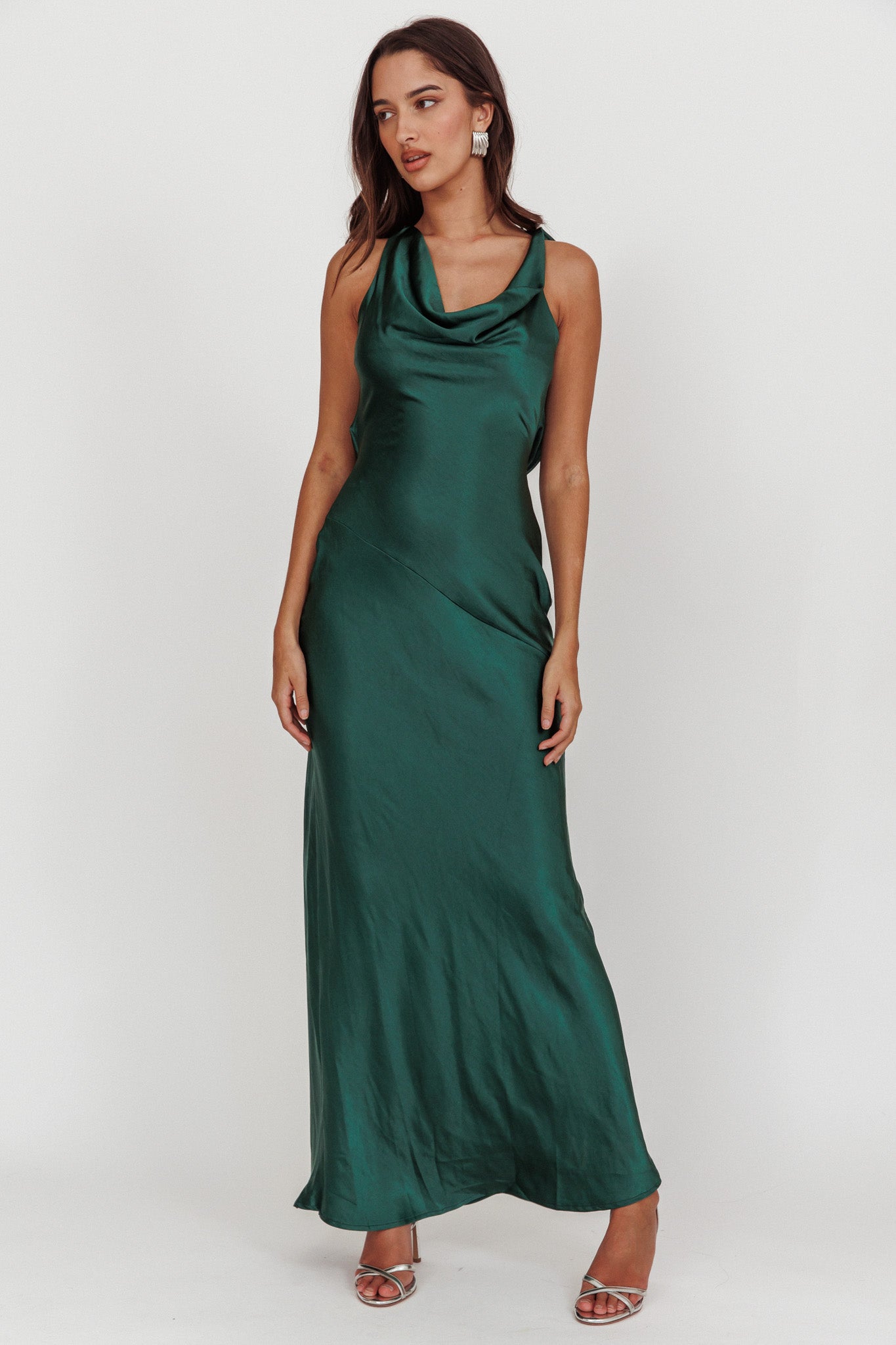 Cassiopeia Open Back Maxi Dress Forest Green by Selfie Leslie Australia