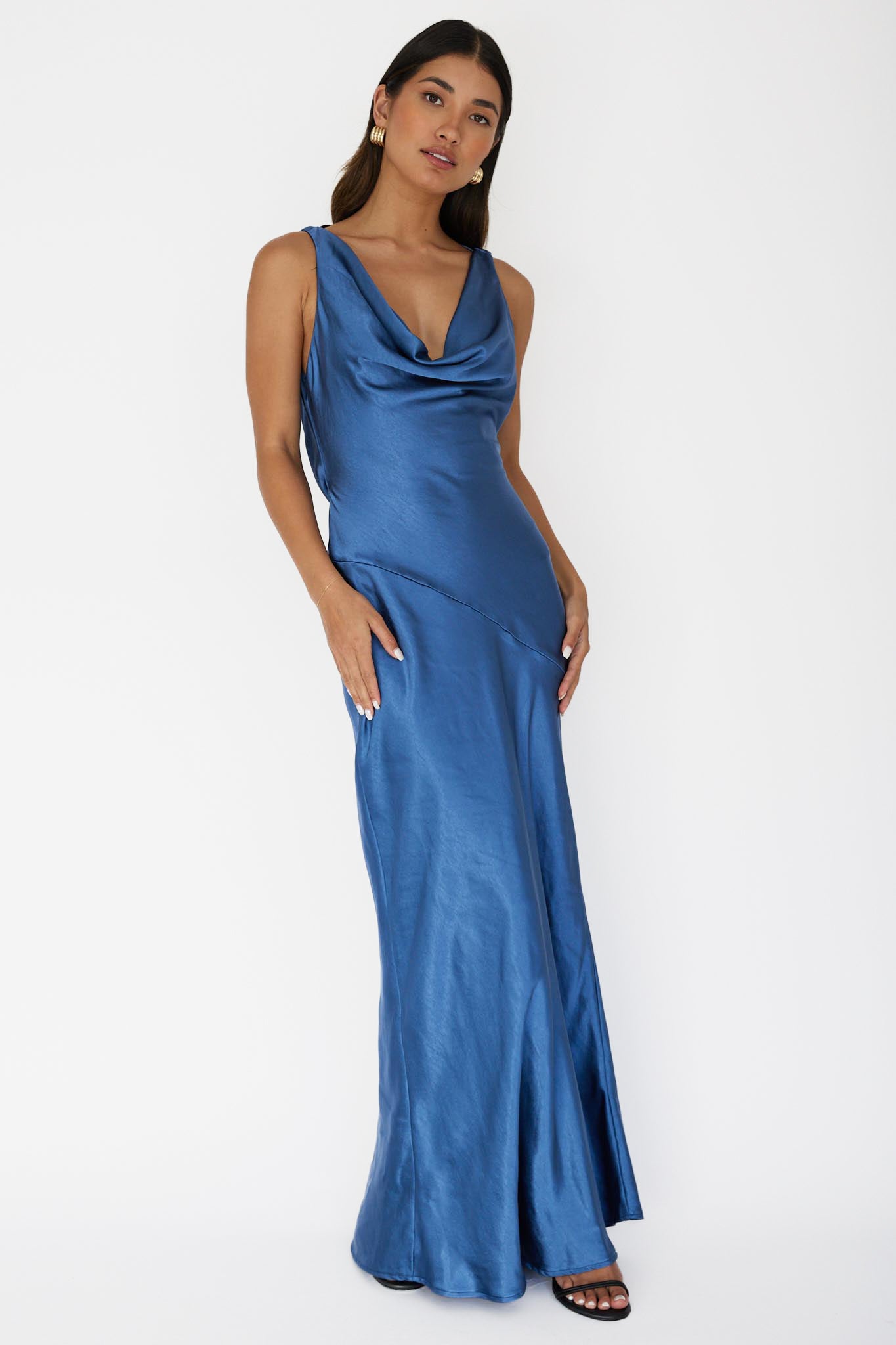 Cassiopeia Open Back Maxi Dress Navy by Selfie Leslie Australia