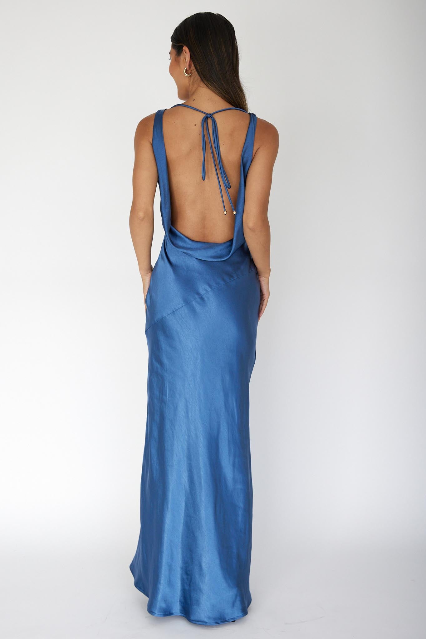 Cassiopeia Open Back Maxi Dress Navy by Selfie Leslie Australia