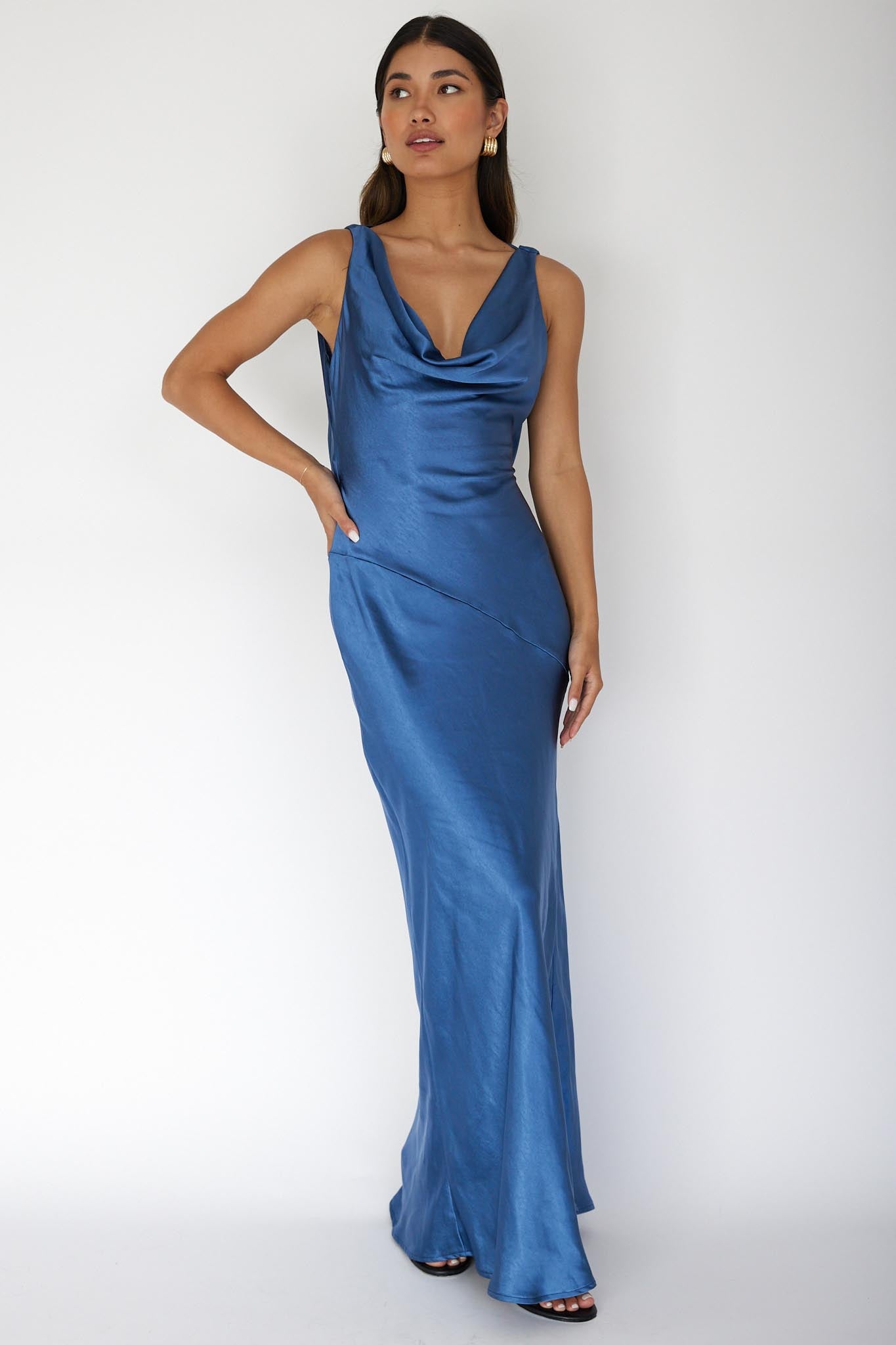 Cassiopeia Open Back Maxi Dress Navy by Selfie Leslie Australia