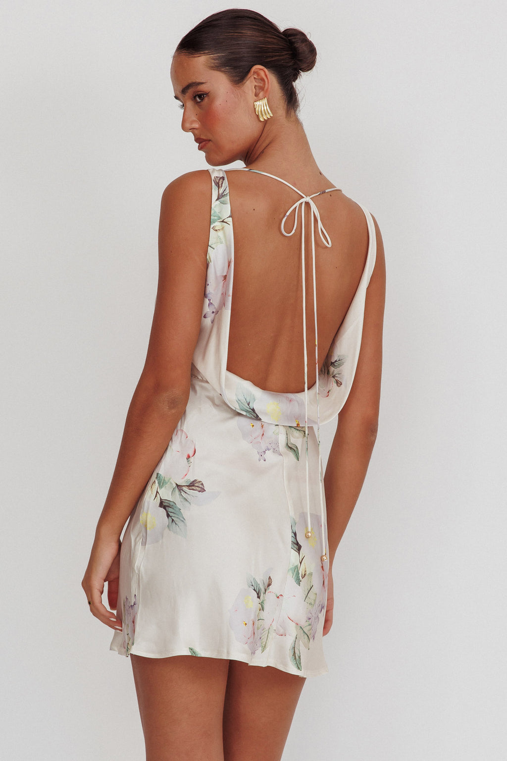 Isabella Satin Backless Mini Dress Butter by Selfie Leslie Australia