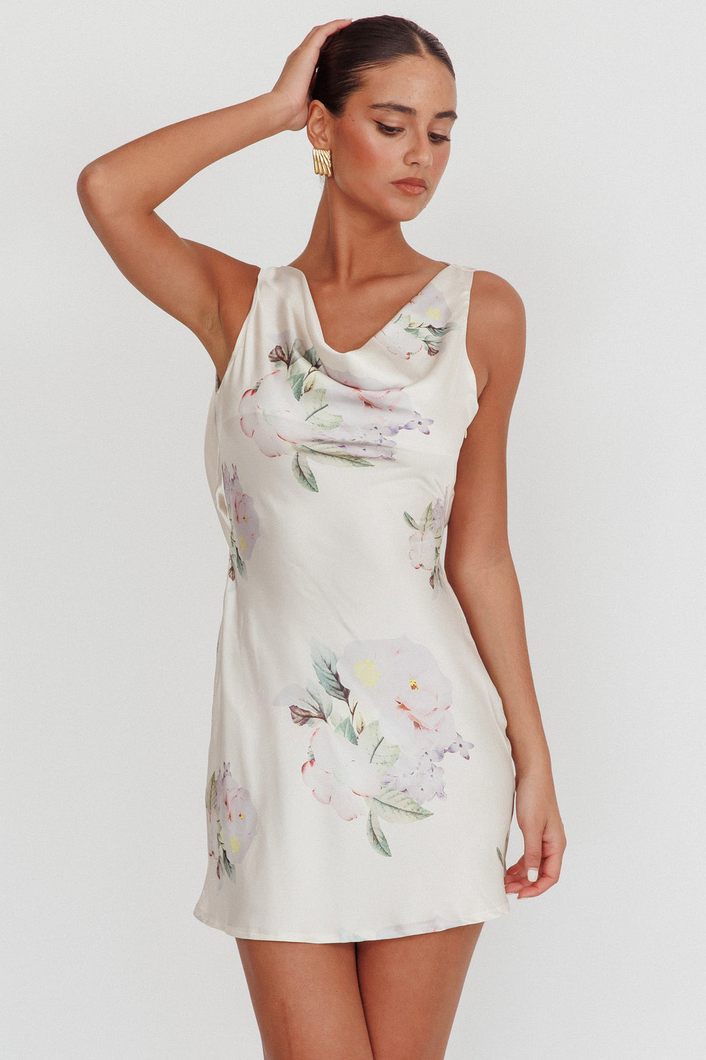 Isabella Satin Backless Mini Dress Butter by Selfie Leslie Australia