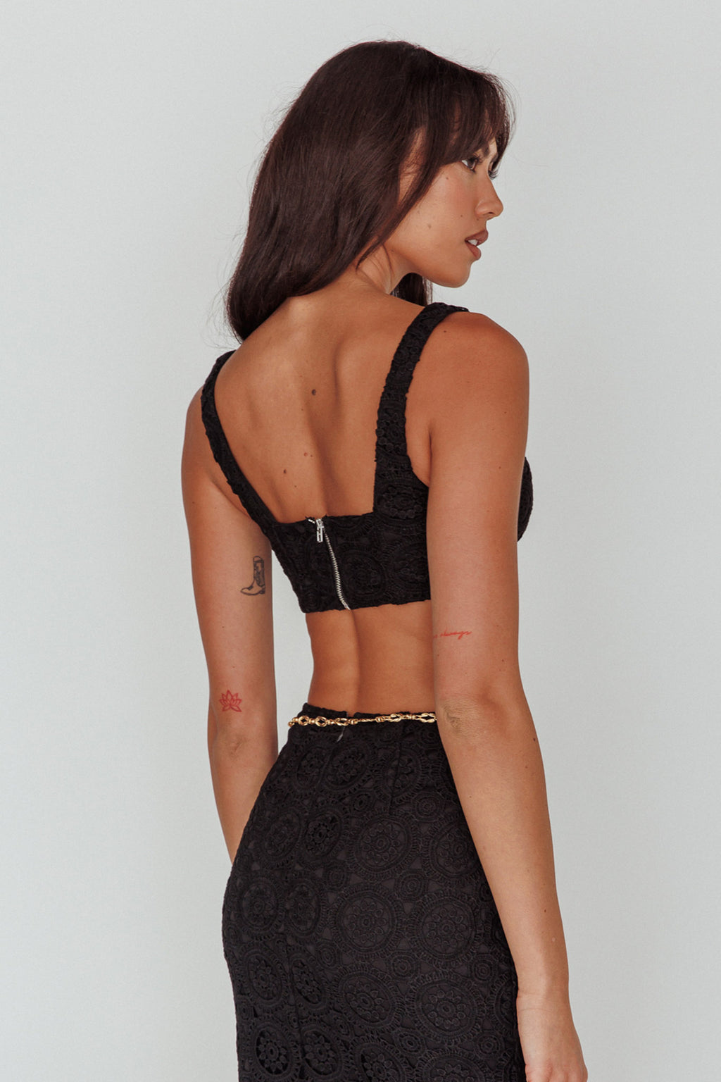Milano Crochet Lace Crop Top Black by Selfie Leslie Australia