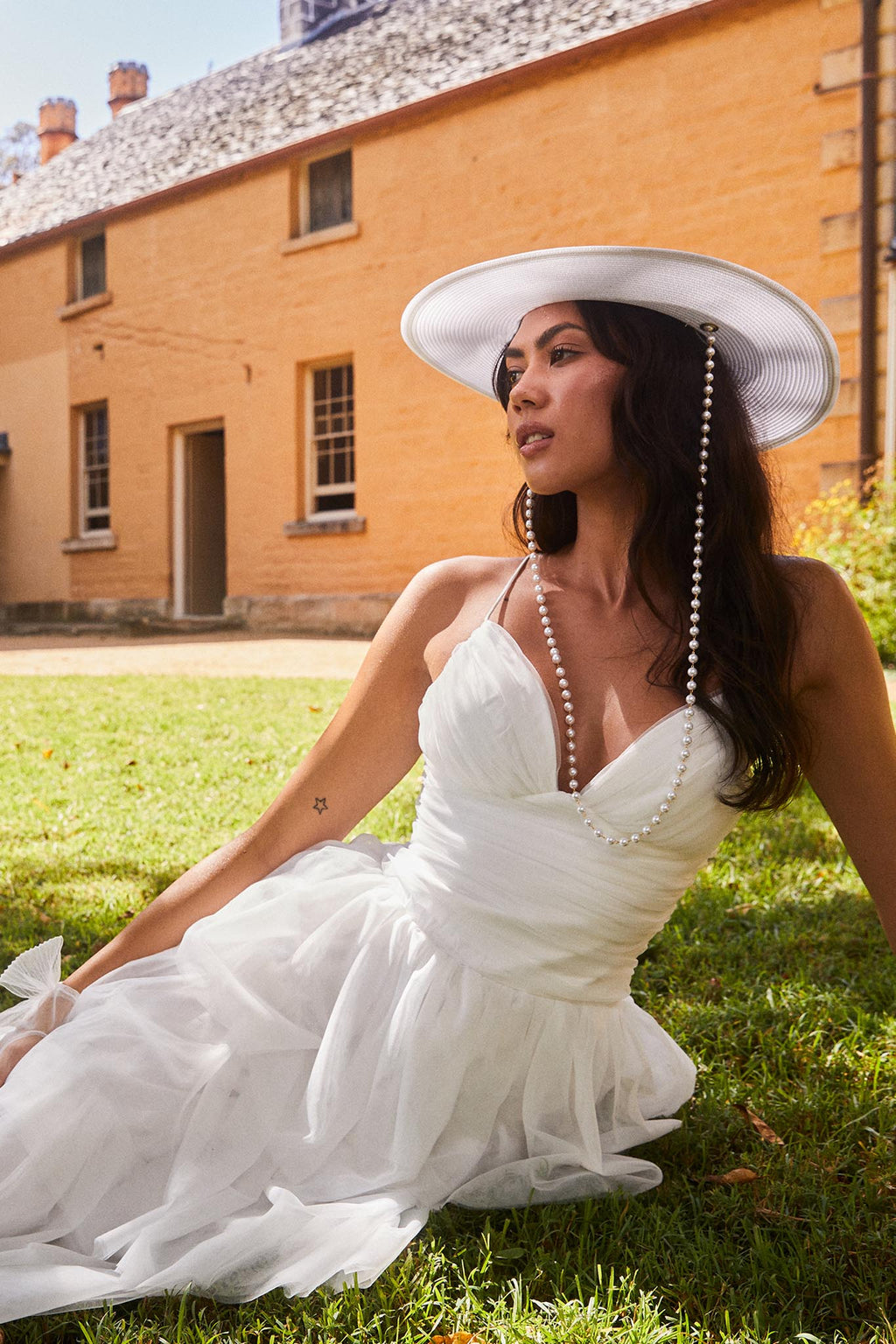 Nightingale Tiered Mesh Maxi Dress White by Selfie Leslie Australia