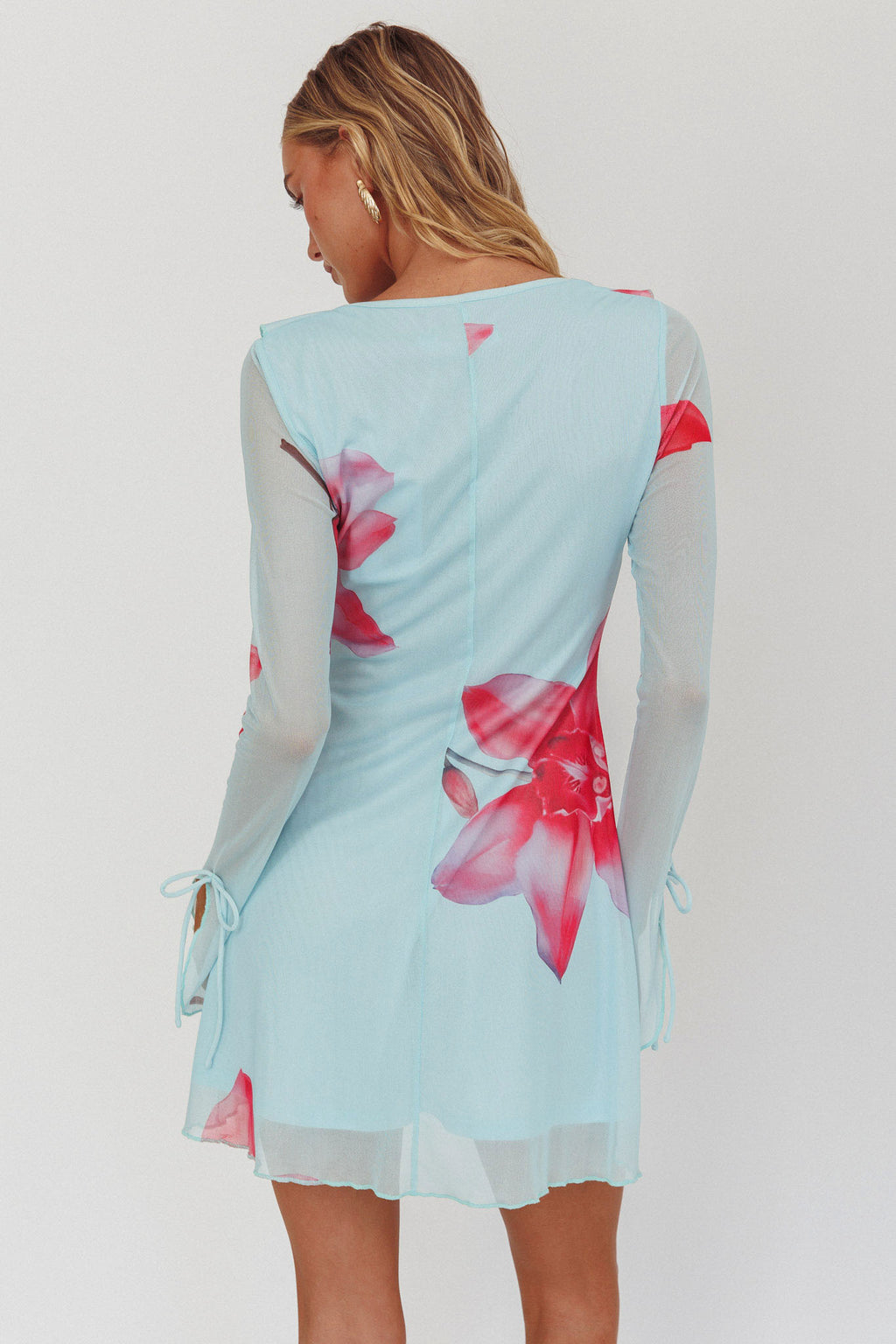 Sea Dreaming Ruffle Trim Mini Dress Floral Blue by Selfie Leslie Australia