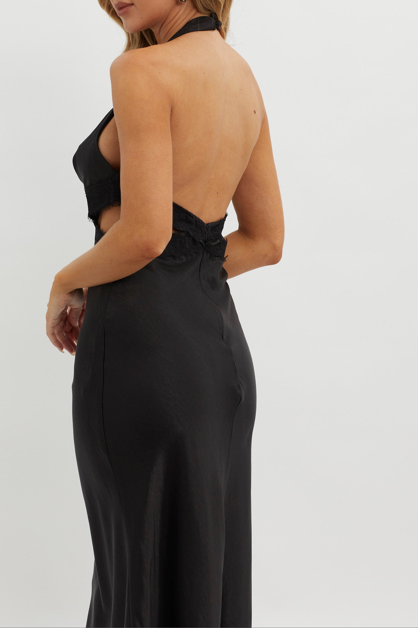 Of Your Dreams Cut-Out Halter Dress Black by Selfie Leslie Australia