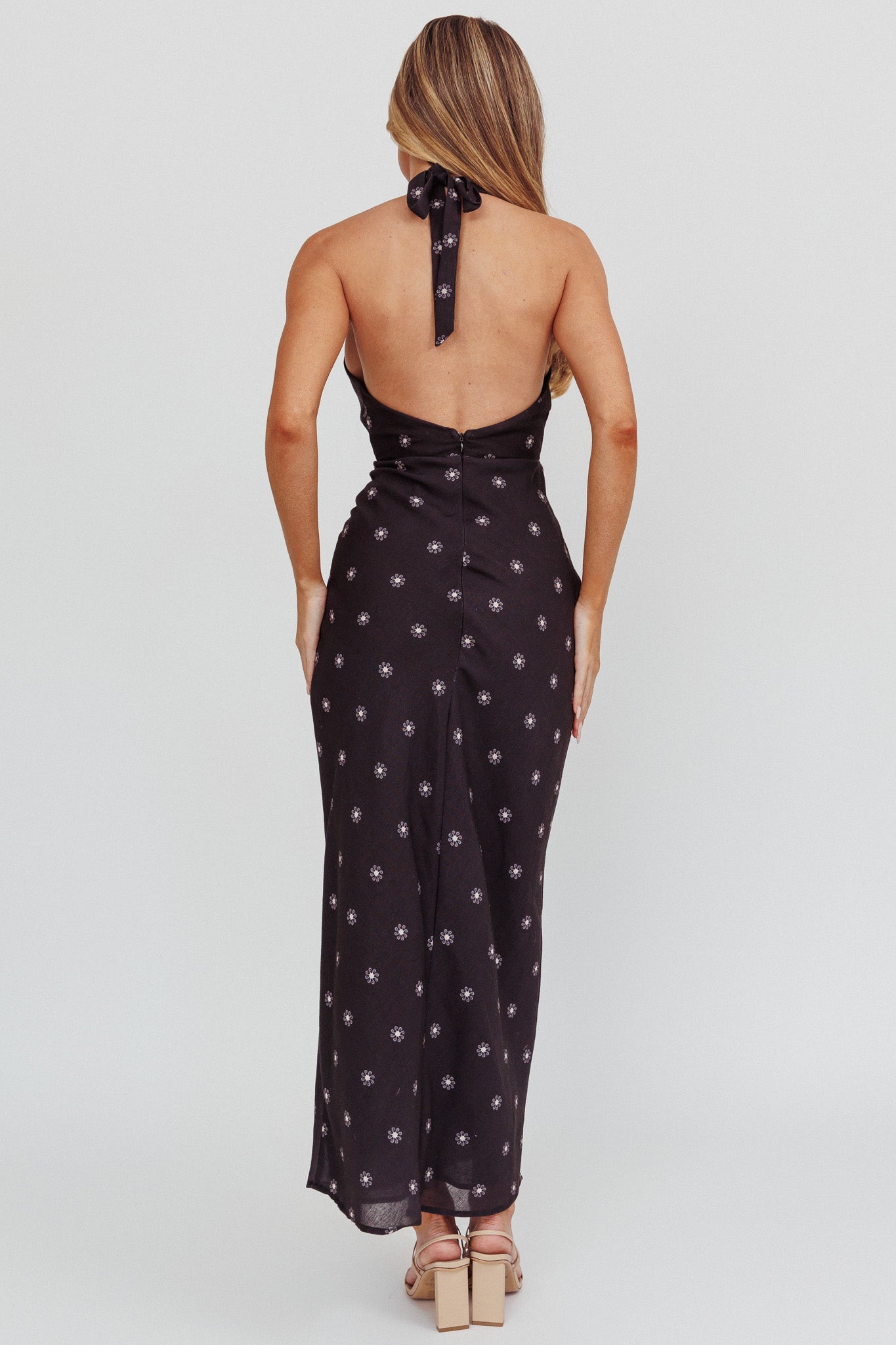 Of Your Dreams Plunging Halter Dress Black by Selfie Leslie Australia