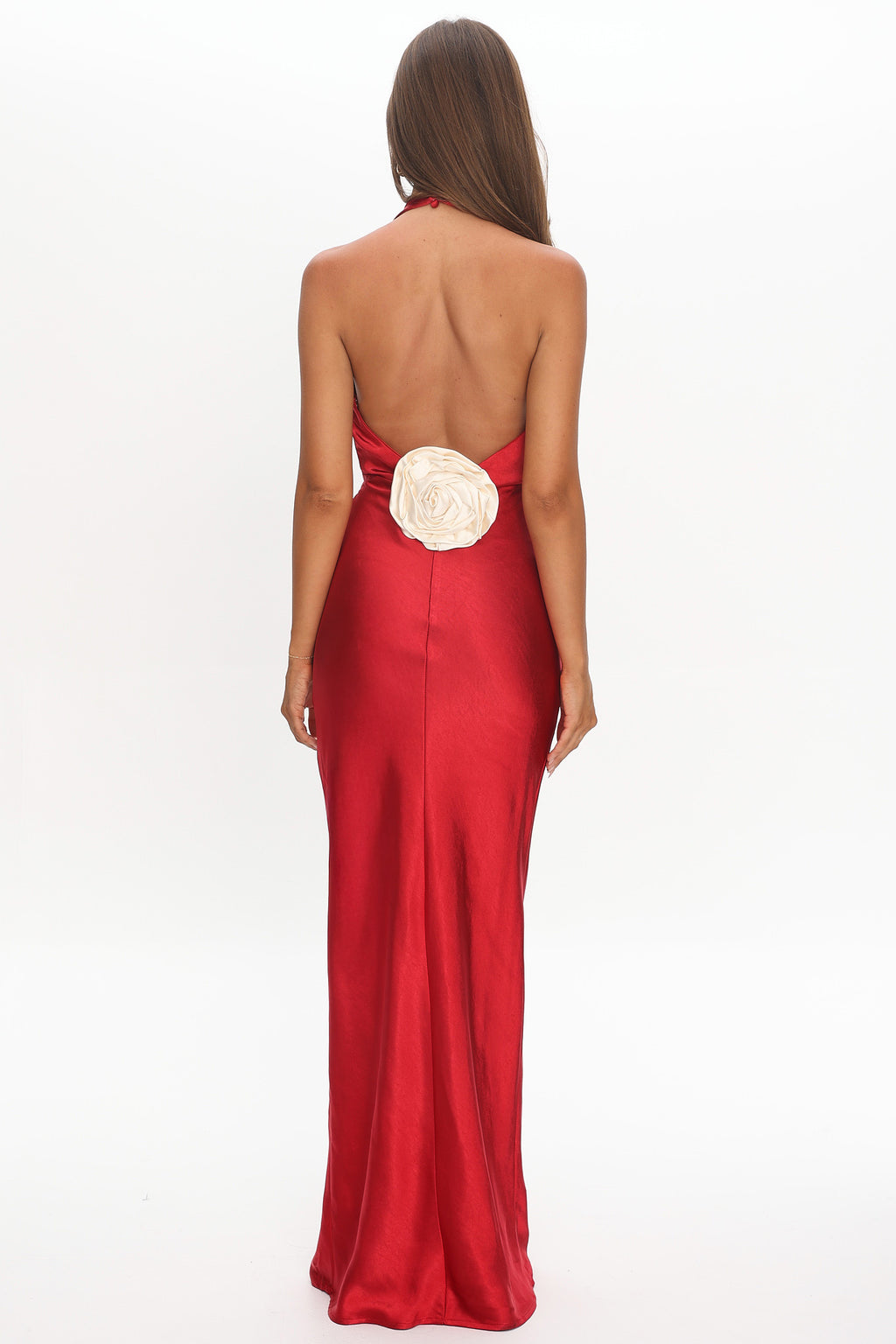 Of Your Dreams Rose Accent Halter Dress Red by Selfie Leslie Australia