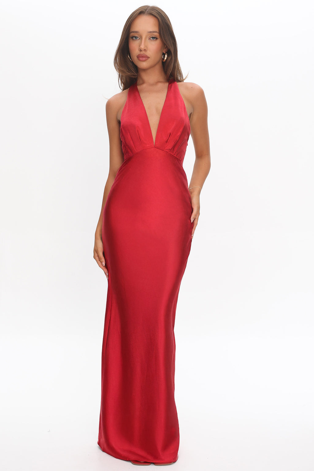 Of Your Dreams Rose Accent Halter Dress Red by Selfie Leslie Australia