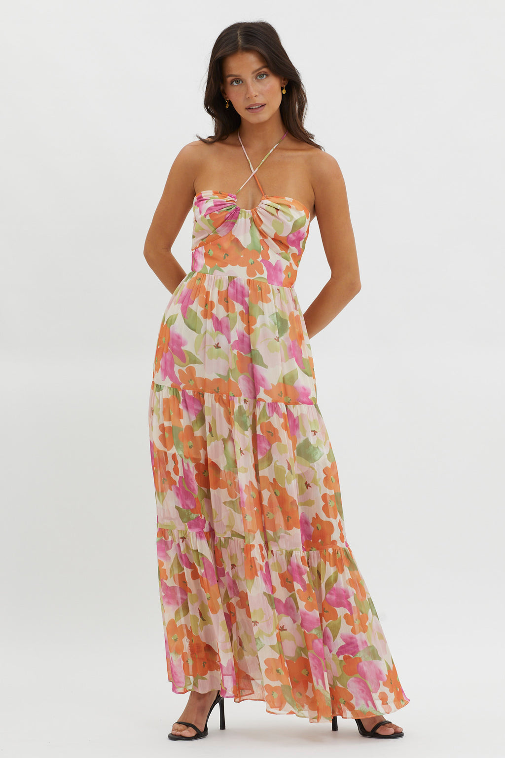 Main Attraction Halterneck Dress Print Pink by Selfie Leslie Australia