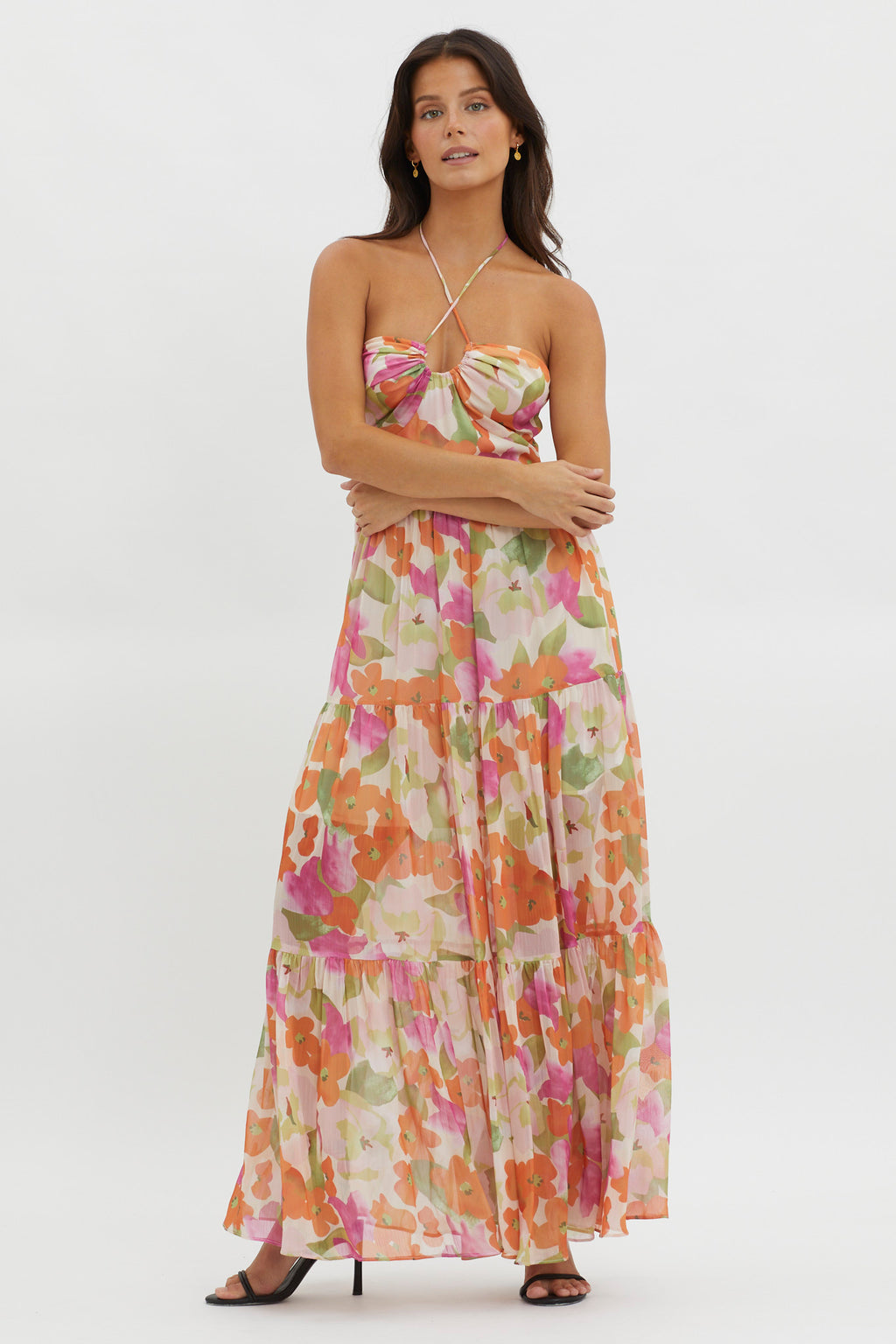 Main Attraction Halterneck Dress Print Pink by Selfie Leslie Australia