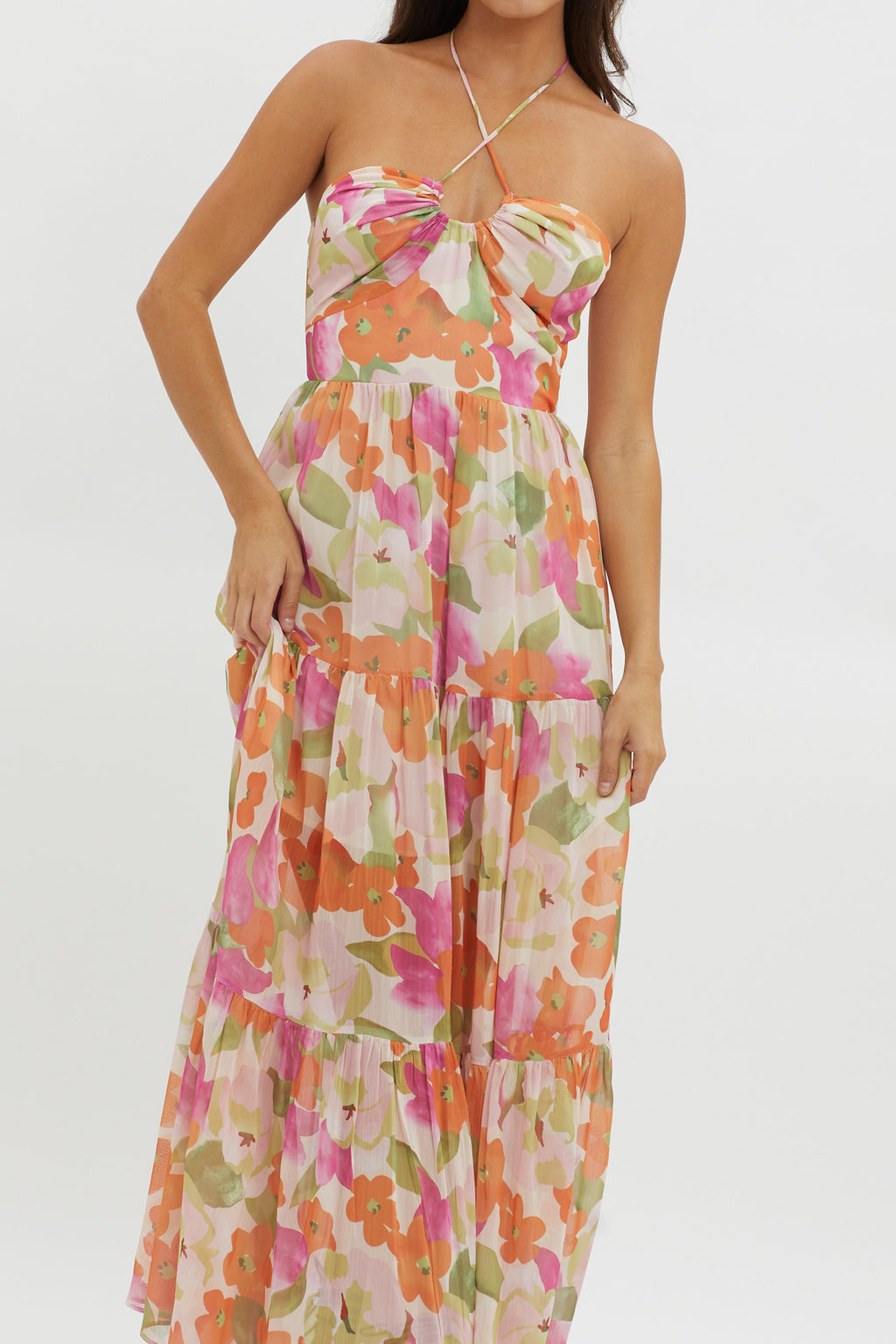 Main Attraction Halterneck Dress Print Pink by Selfie Leslie Australia