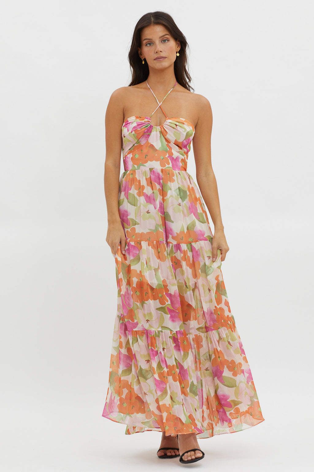 Main Attraction Halterneck Dress Print Pink by Selfie Leslie Australia