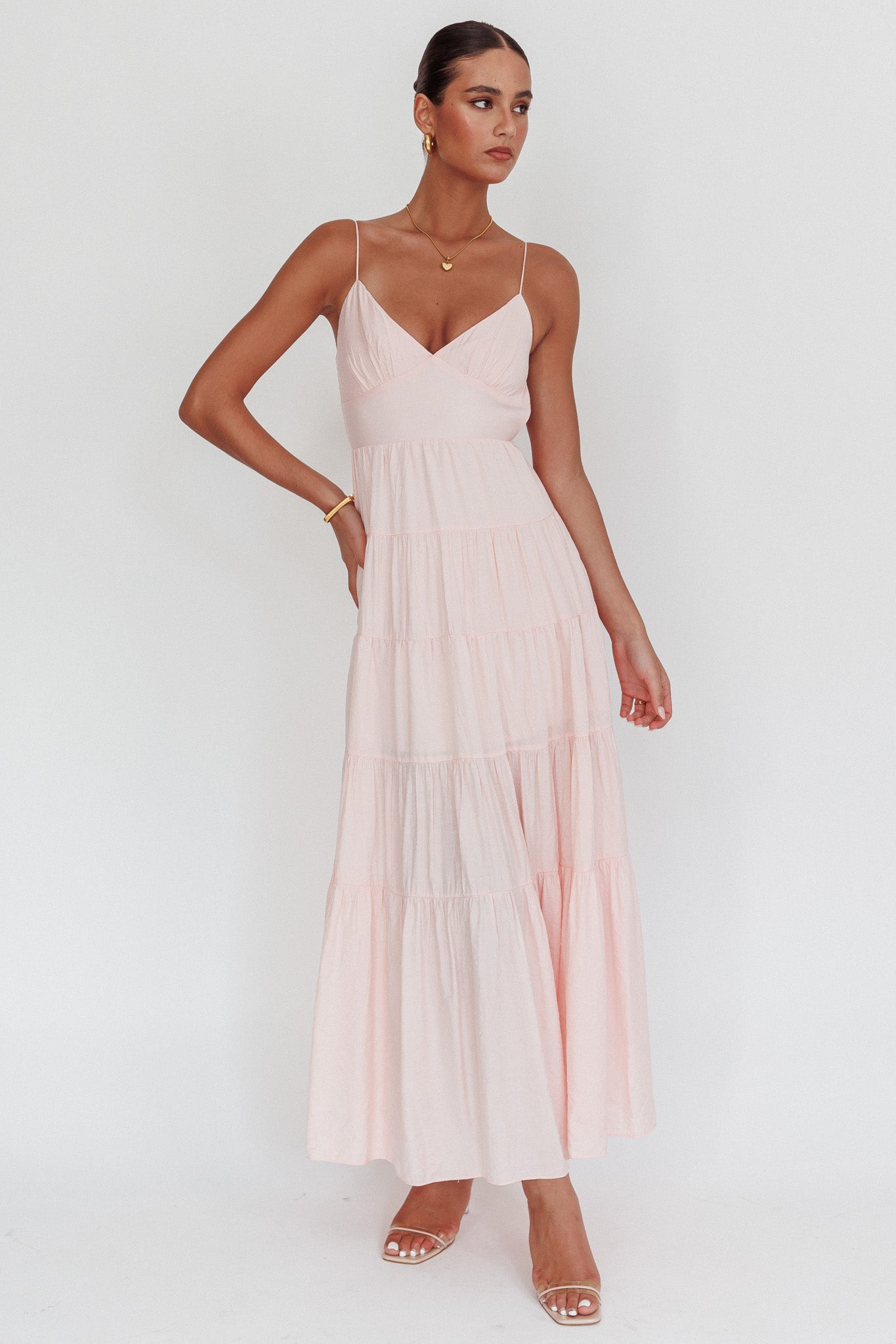 Main Attraction Cami Strap Maxi Dress Blush by Selfie Leslie Australia