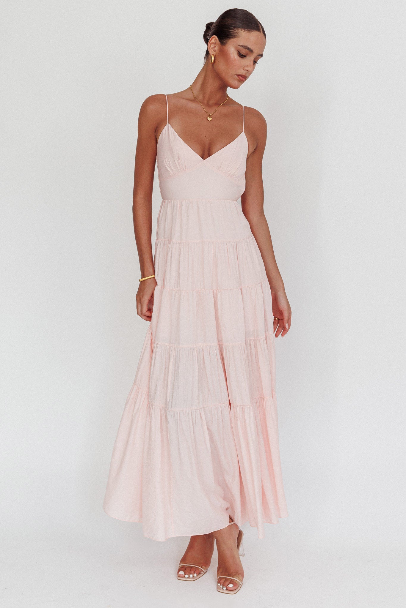 Main Attraction Cami Strap Maxi Dress Blush by Selfie Leslie Australia