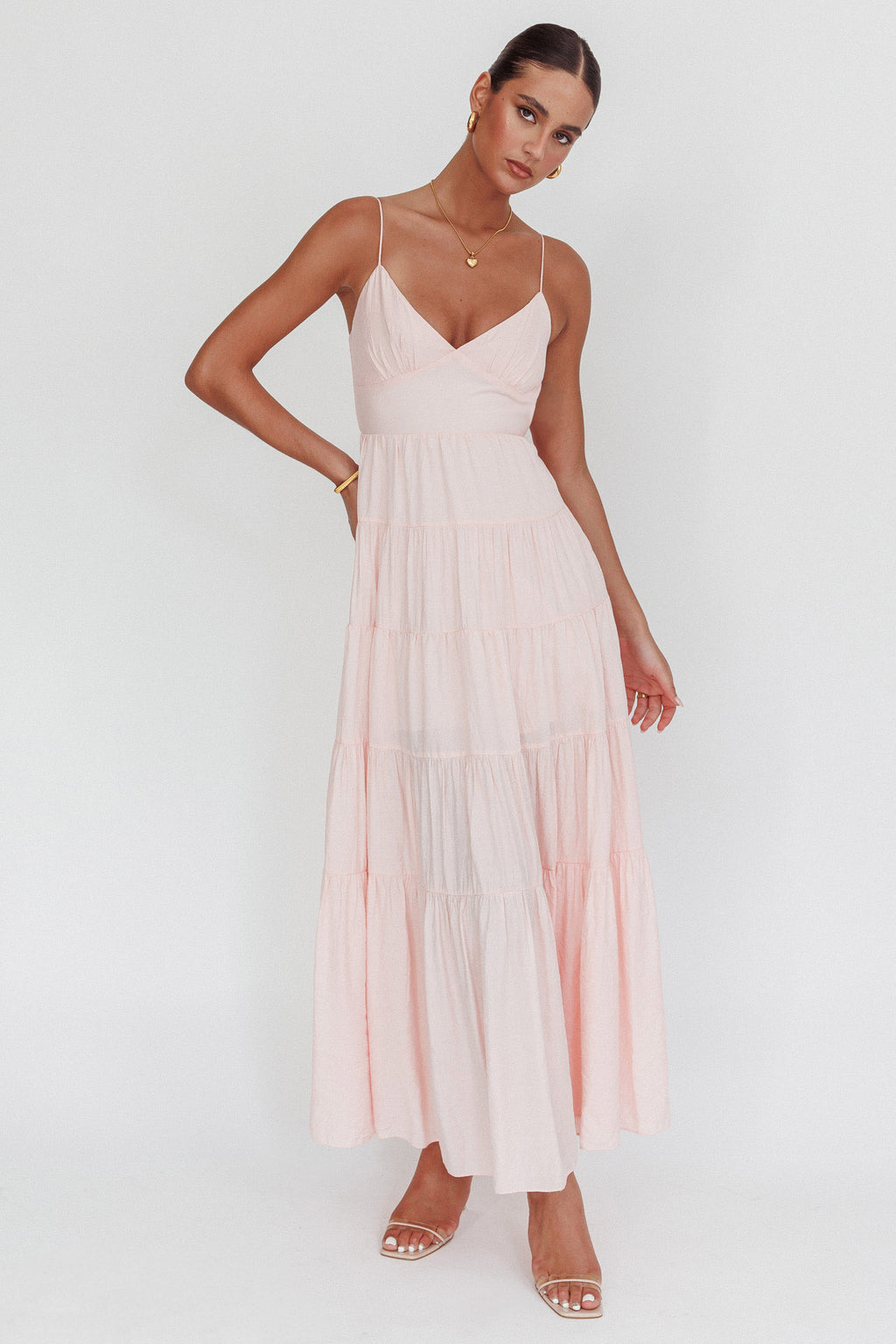 Main Attraction Cami Strap Maxi Dress Blush by Selfie Leslie Australia