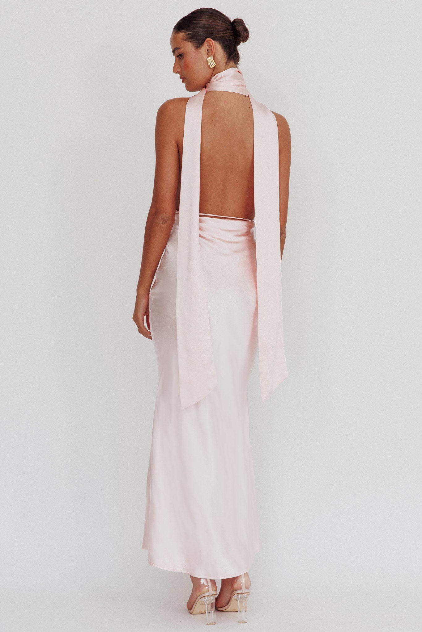 Italia Azure Halterneck Rose Dress Blush by Selfie Leslie Australia