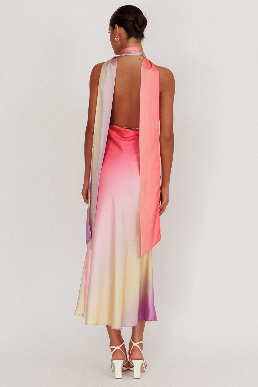 Italia Azure Halterneck Maxi Dress Tangerine by Selfie Leslie Australia