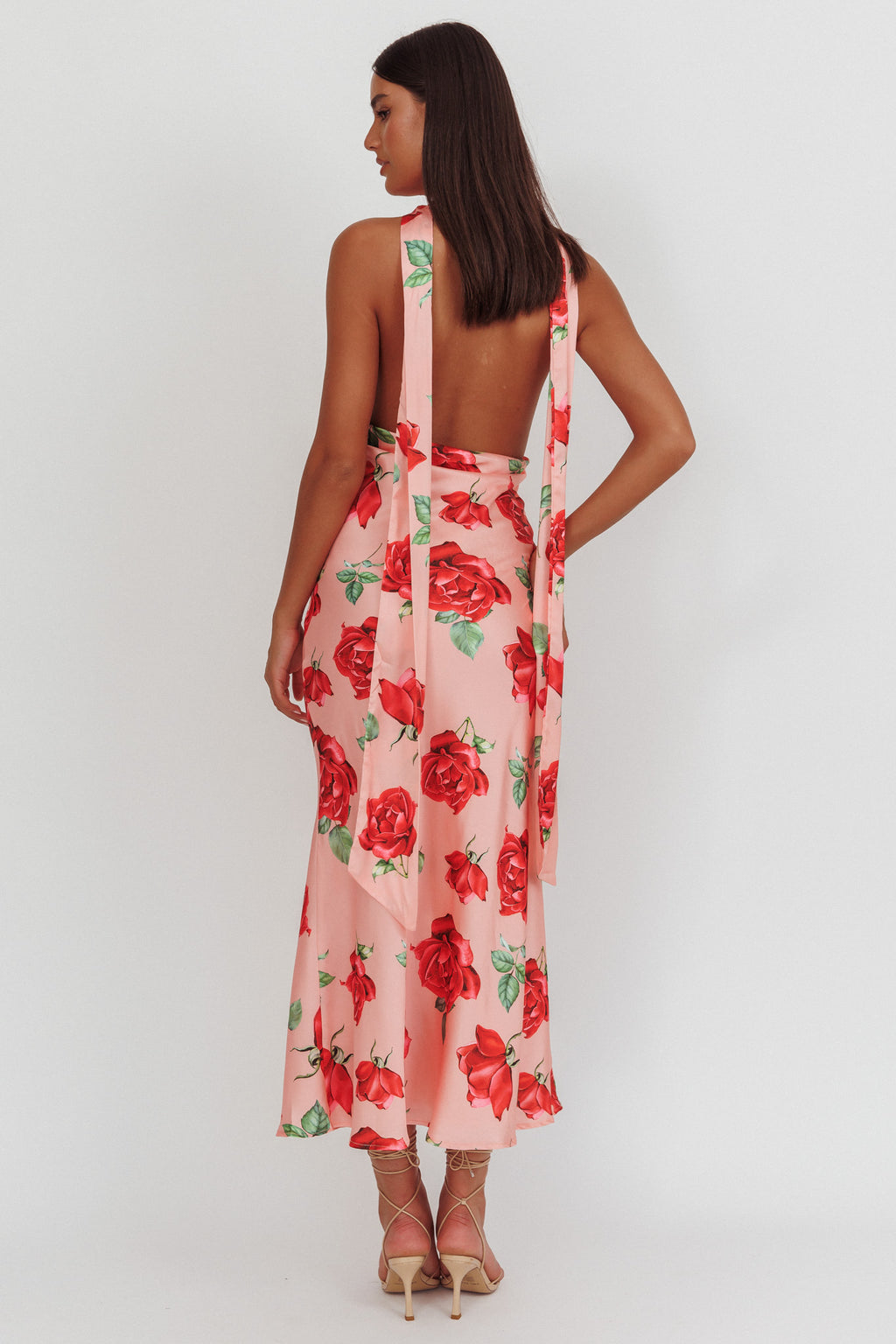 Italia Azure Halterneck Maxi Dress Rose by Selfie Leslie Australia