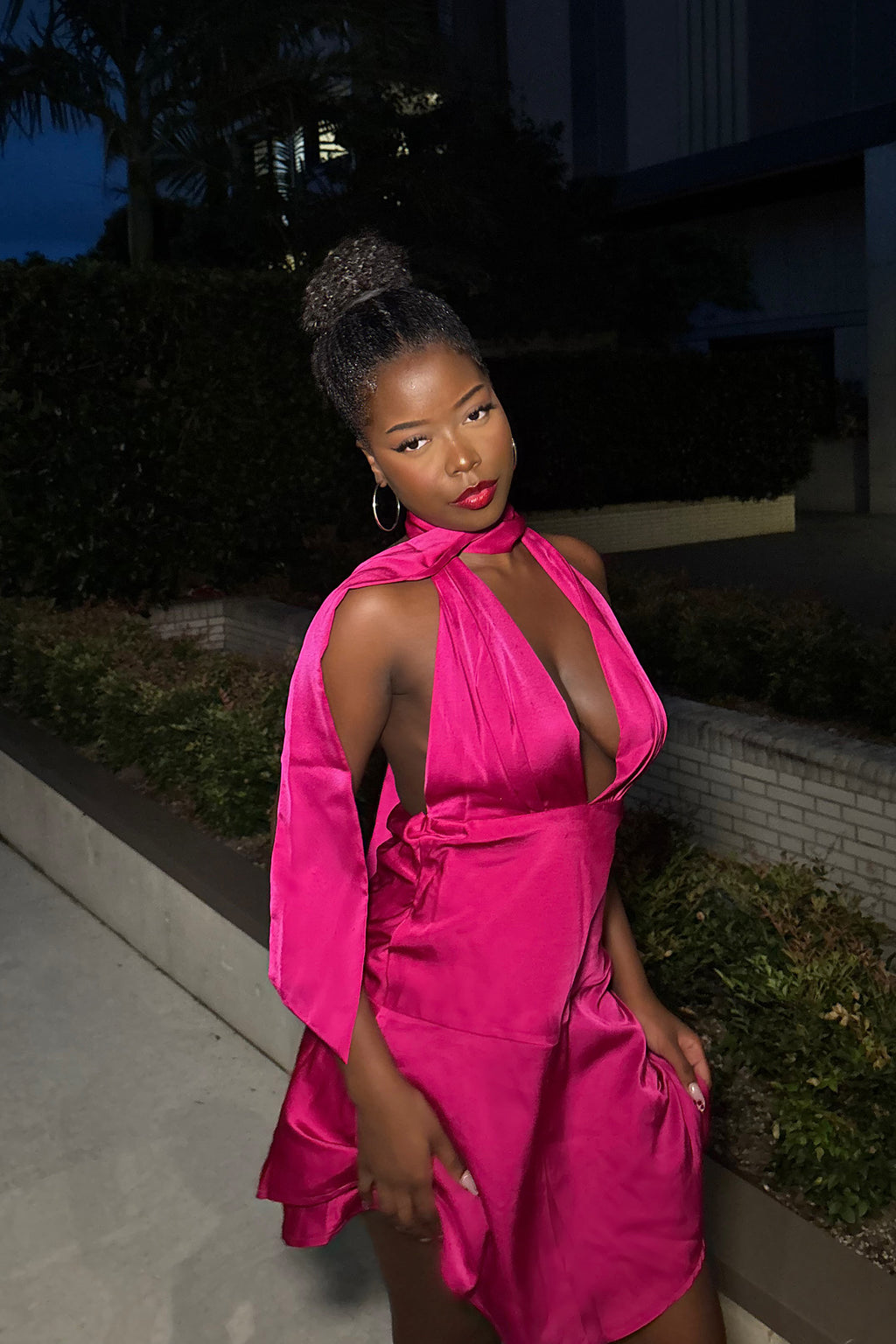 Tanya Halterneck Mini Dress Hot Pink by Selfie Leslie Australia