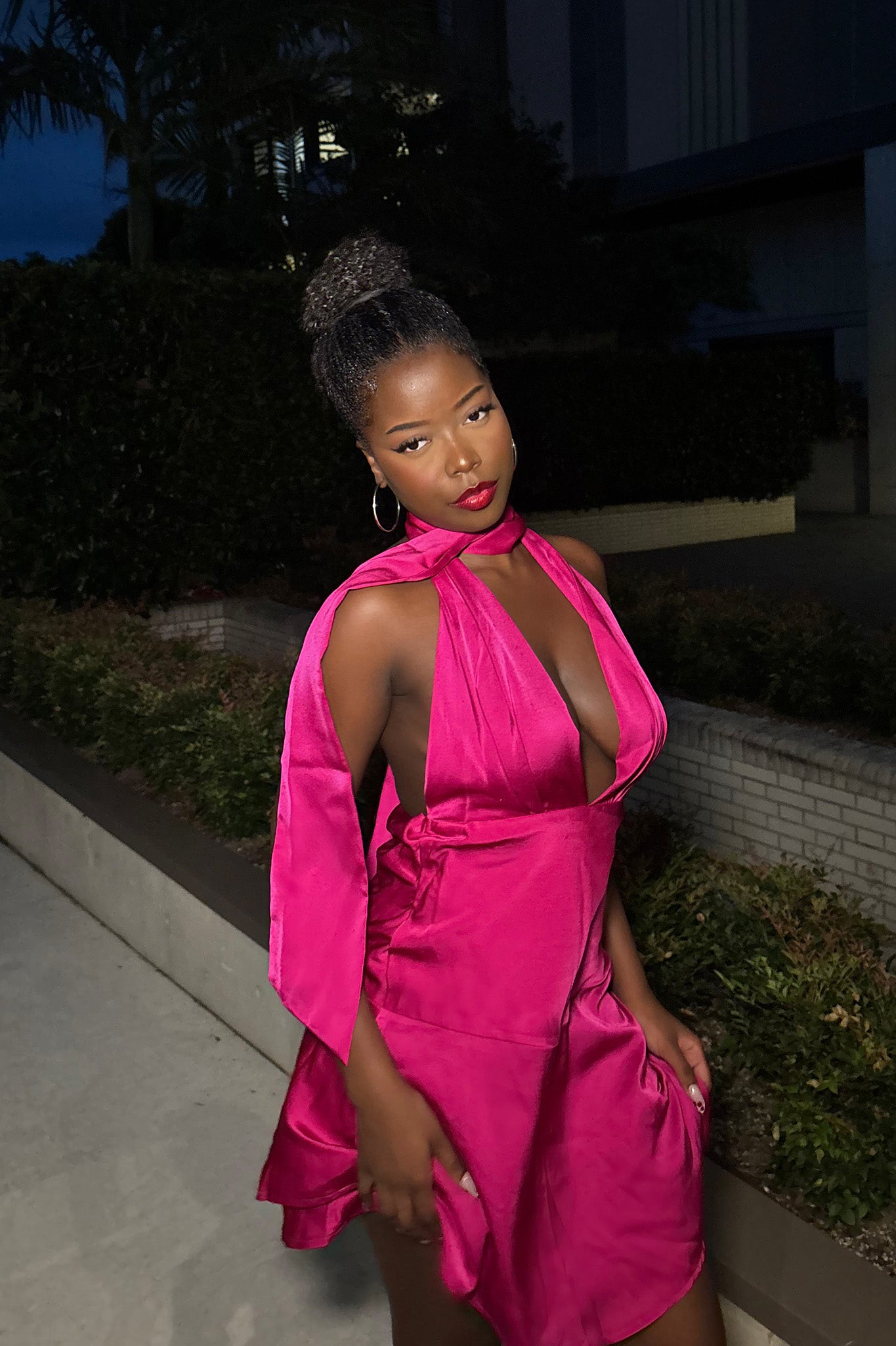 Tanya Halterneck Mini Dress Hot Pink by Selfie Leslie Australia