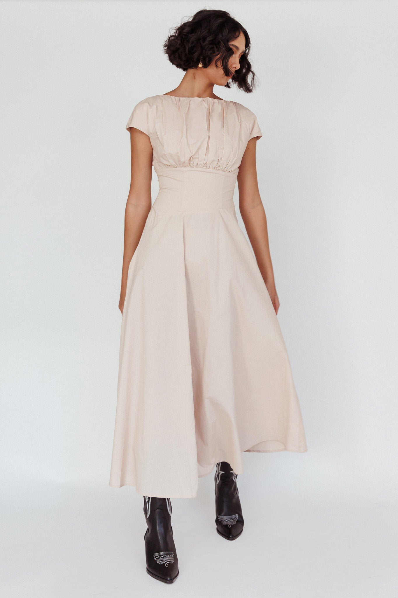 Derry Cap Sleeve A-line Maxi Dress Oat by Selfie Leslie Australia